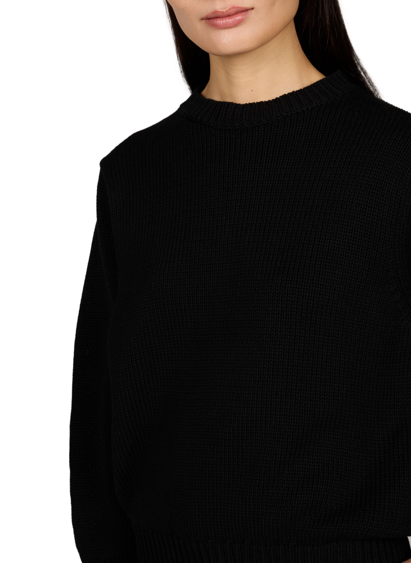 Wide crew neck cotton sweater TOTEME Black