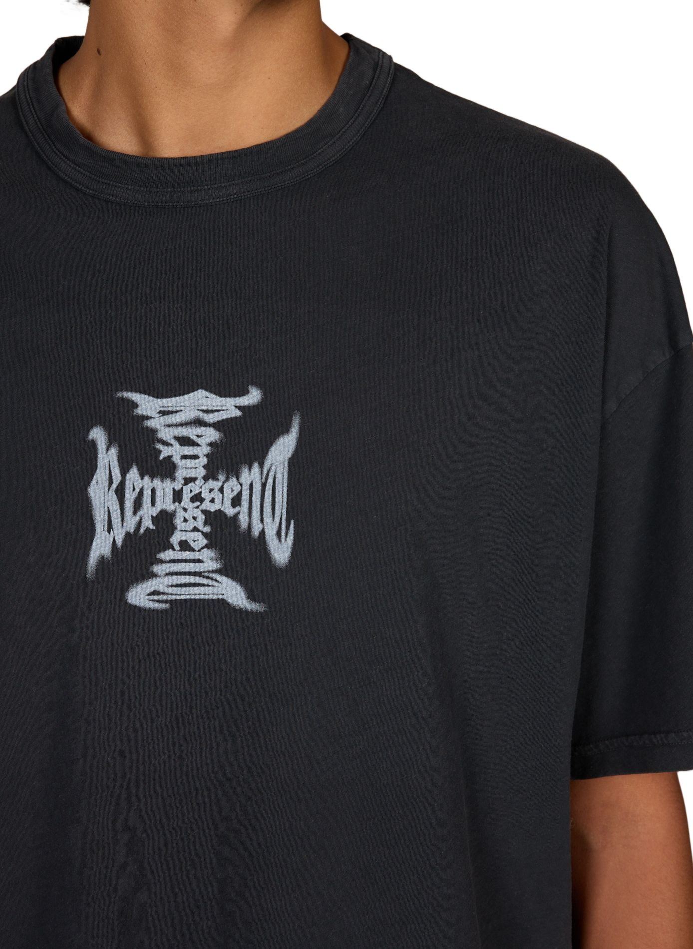 Bedrucktes Baumwoll-T-Shirt REPRESENT Schwarz
