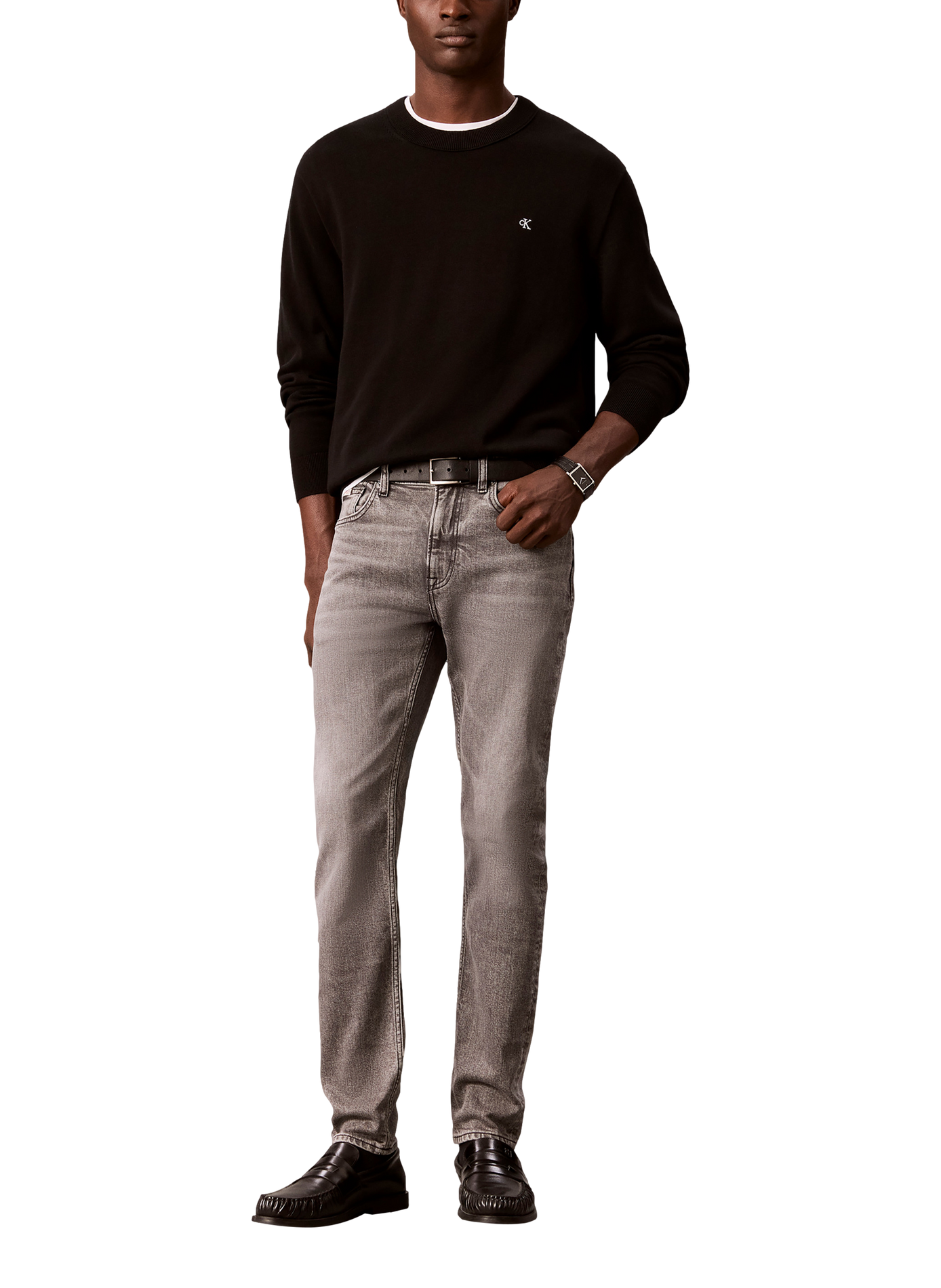 Jean skinny en coton mélangé CALVIN KLEIN Gris