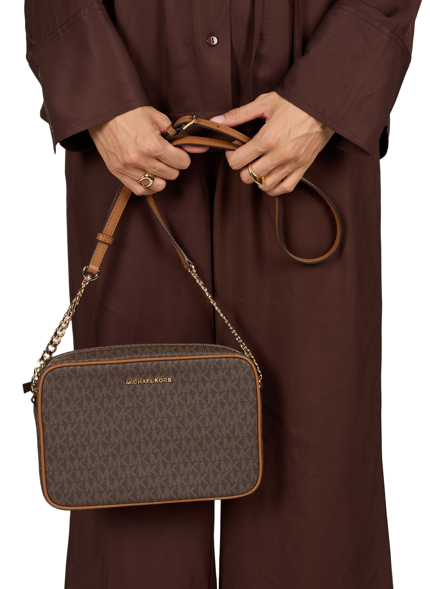 Große Jet Set Umhängetasche mit Logo MICHAEL KORS Braun