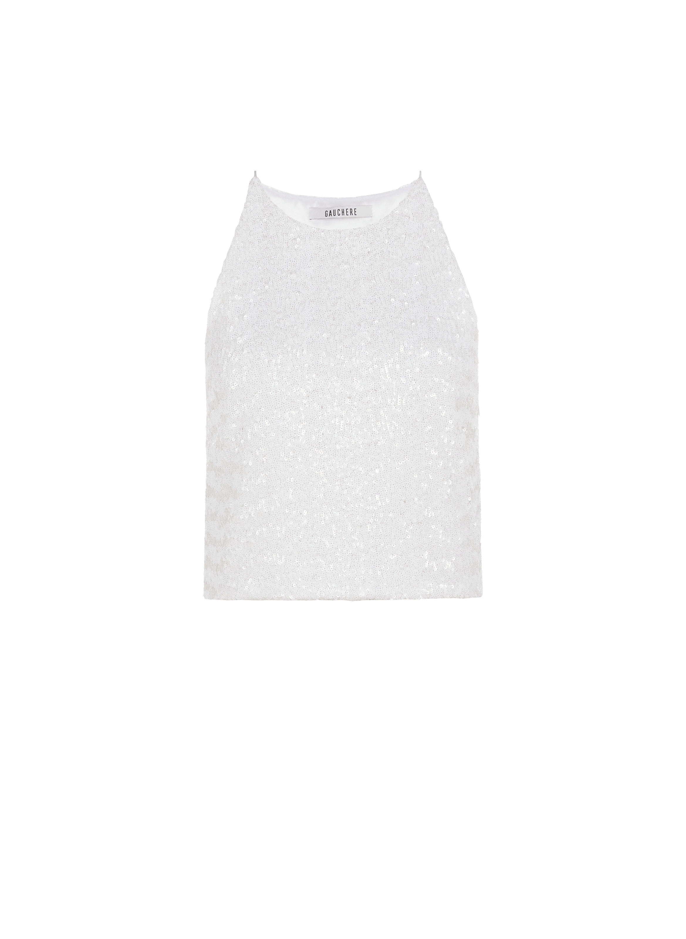 GAUCHERE Sequinned crop top White