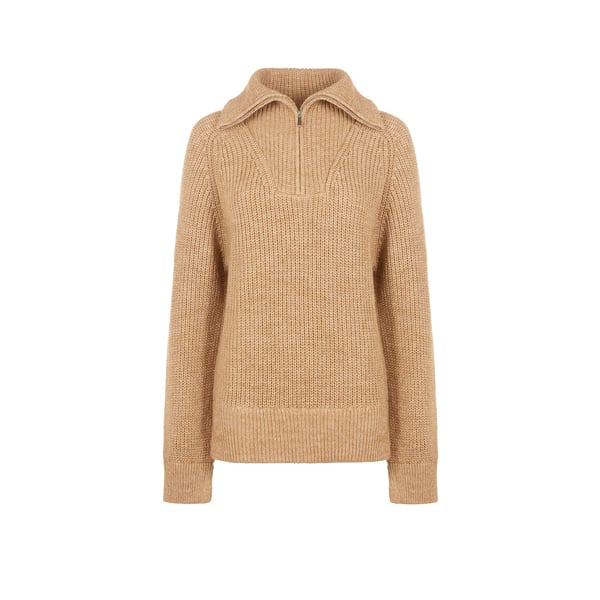 Saison Wool-blend Half-zip Jumper In Marron