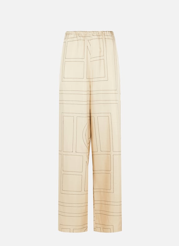 Printed silk palazzo trousers Beige by TOTEME TOTEME Printed silk palazzo trousers Beige