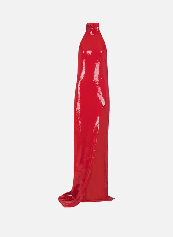 Robe longue dos-nu en sequins Rouge by BALMAIN BALMAIN Robe longue dos-nu en sequins Rouge