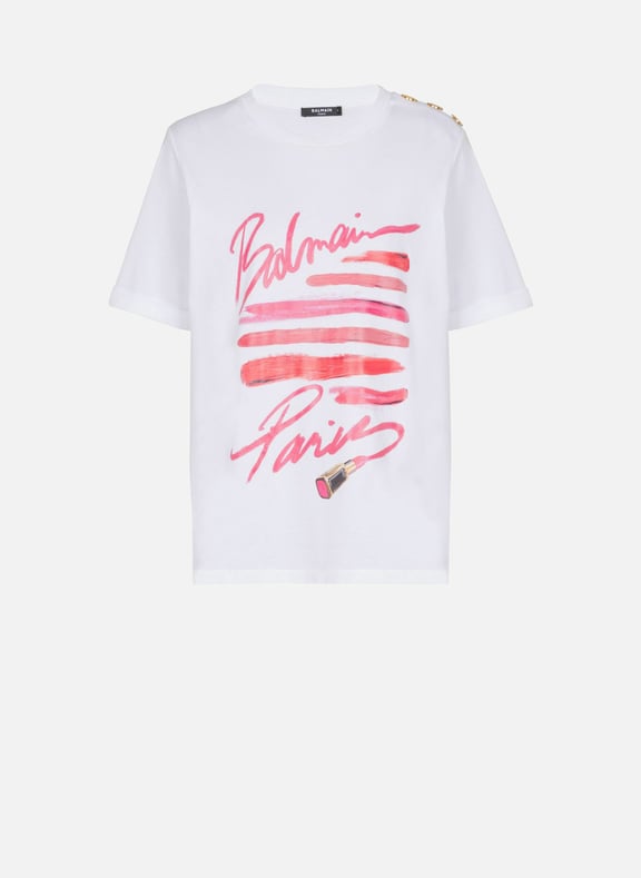 T-shirt imprimé balmain lipstick Blanc by BALMAIN BALMAIN T-shirt imprimé balmain lipstick Blanc