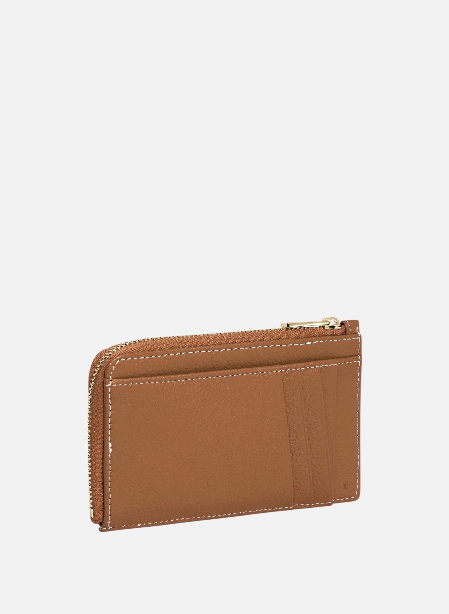 Porte cartes zippé emilie en cuir grainé LE TANNEUR Marron