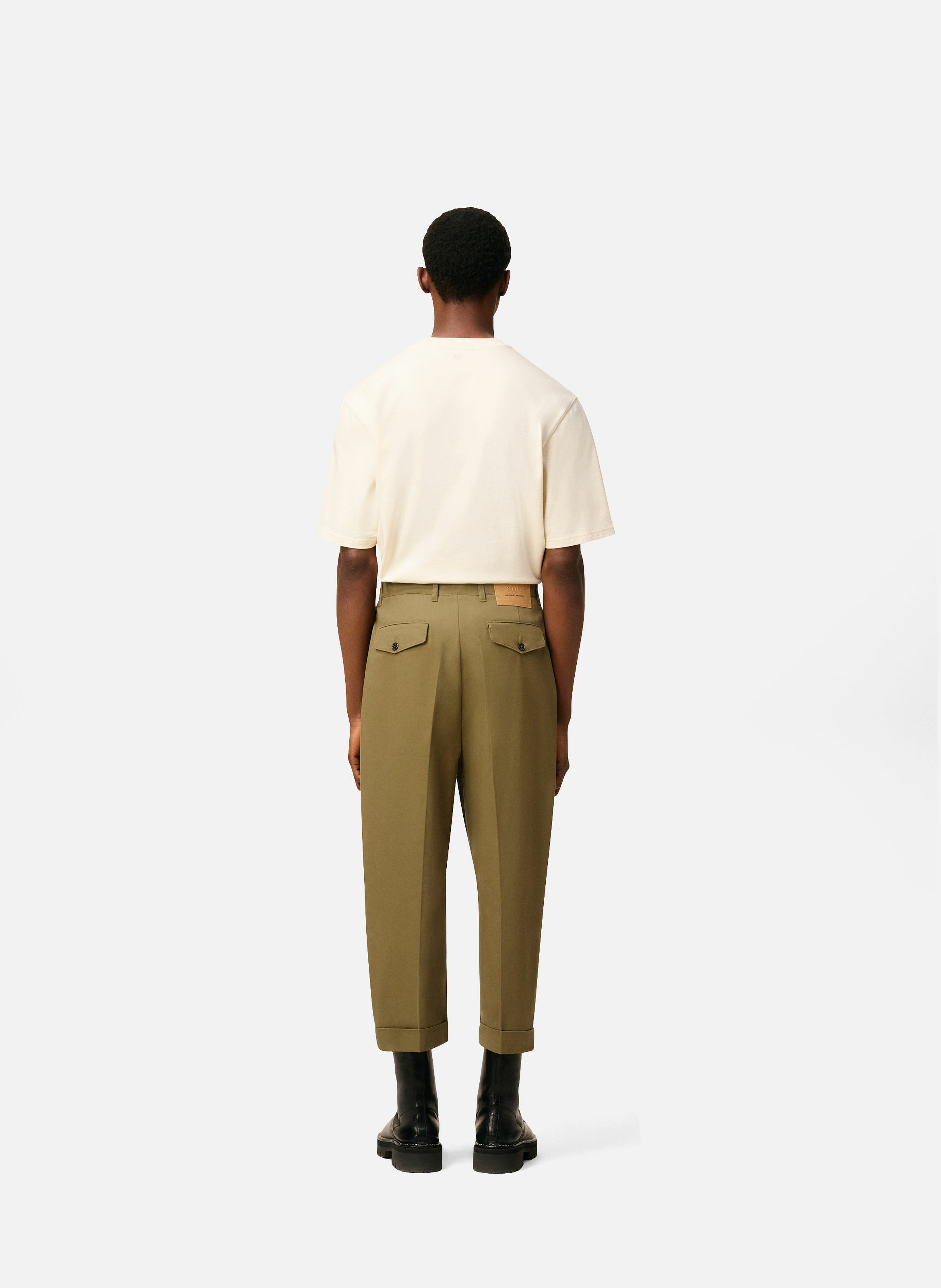 Pantalon carotte coupe oversize en coton AMI PARIS Vert