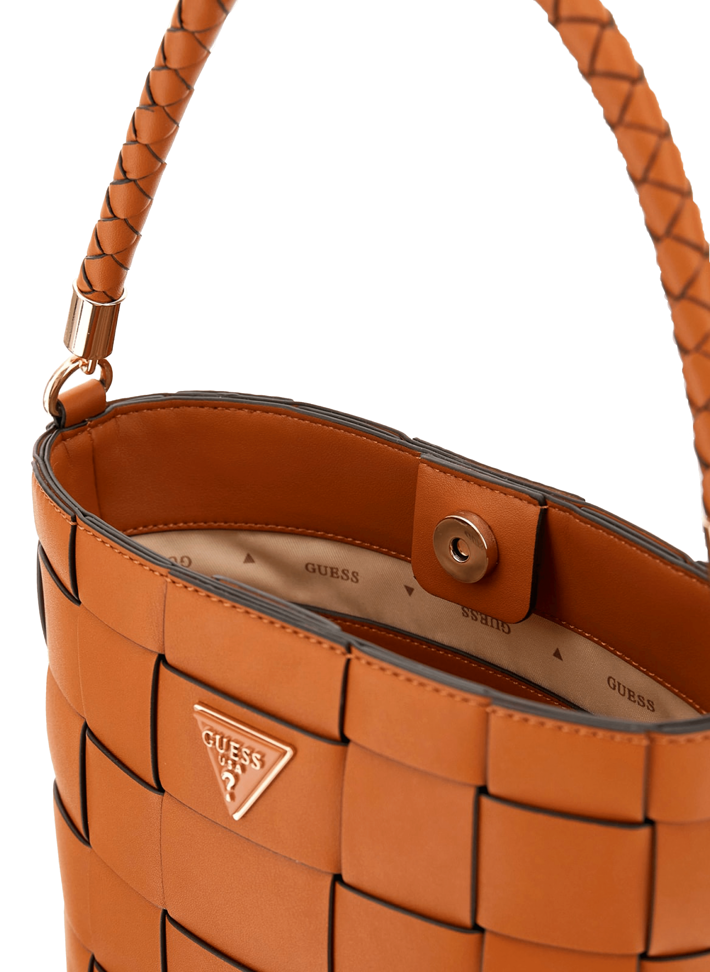 Braided handbag GUESS Brown