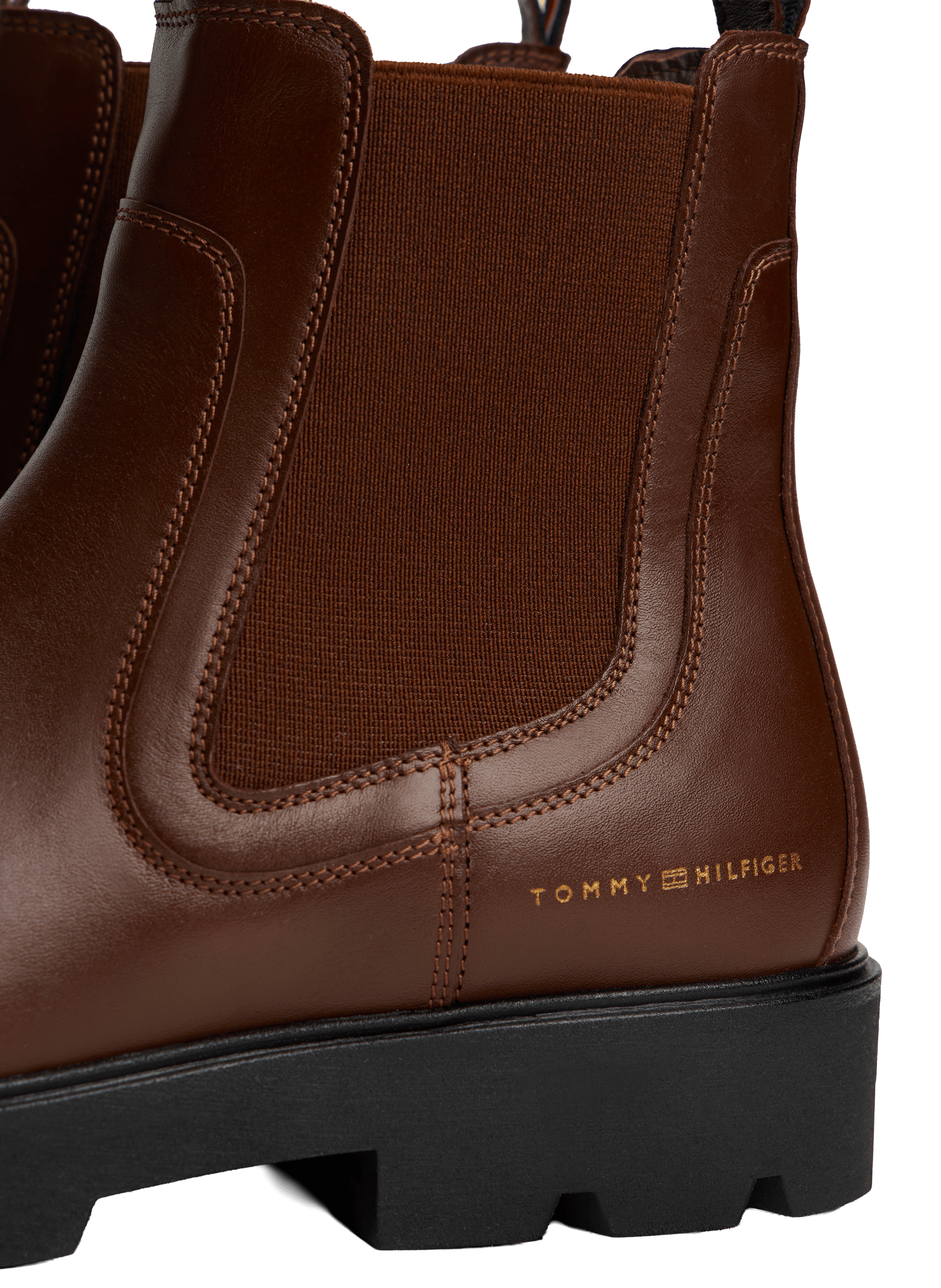 Grooved leather ankle boots TOMMY HILFIGER Brown