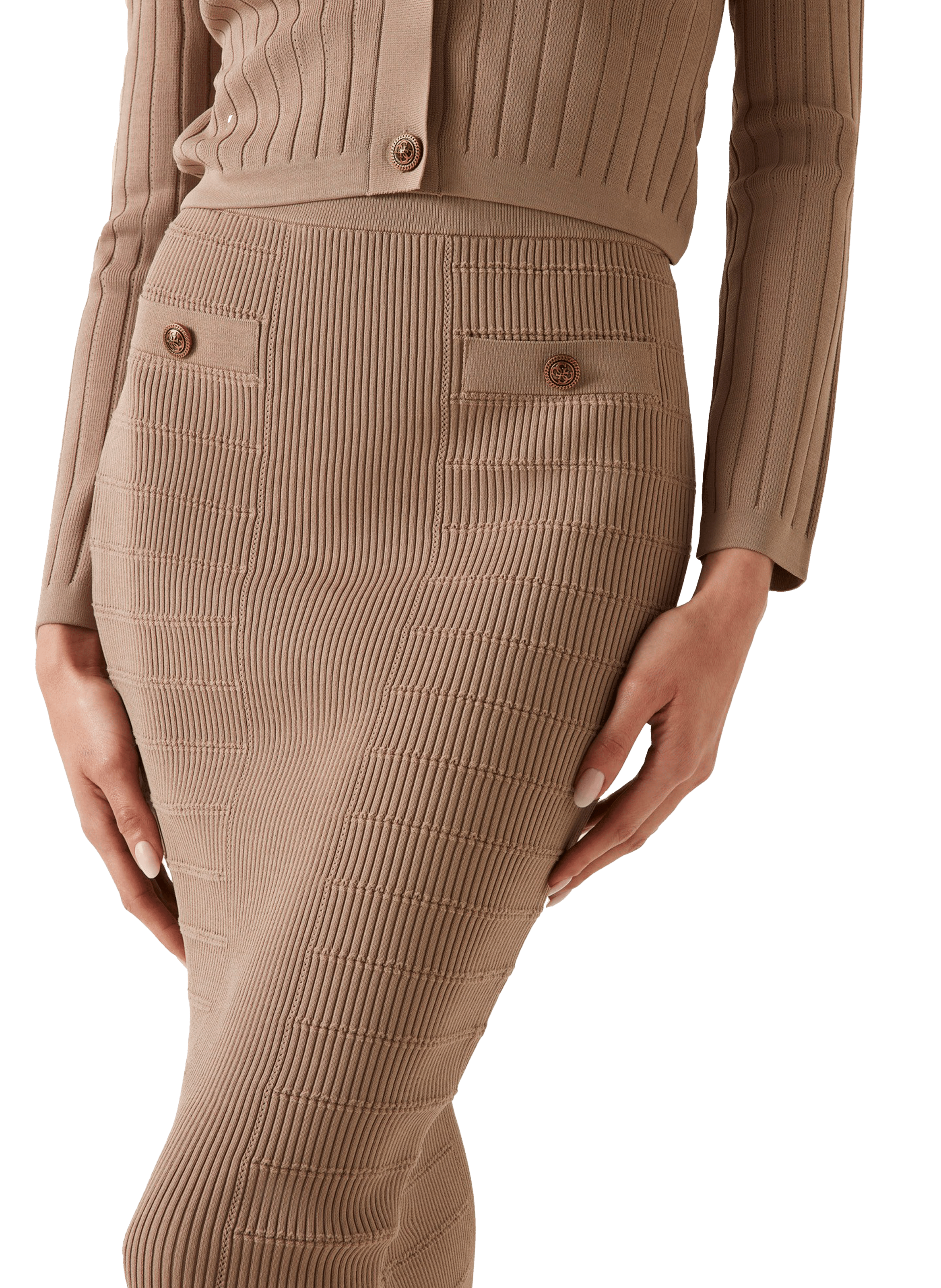 Textured knit bodycon skirt GUESS Brown