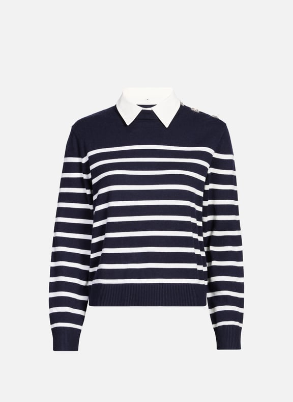 Straight Striped Sweater Blue by SUNCOO SUNCOO Straight Striped Sweater Blue