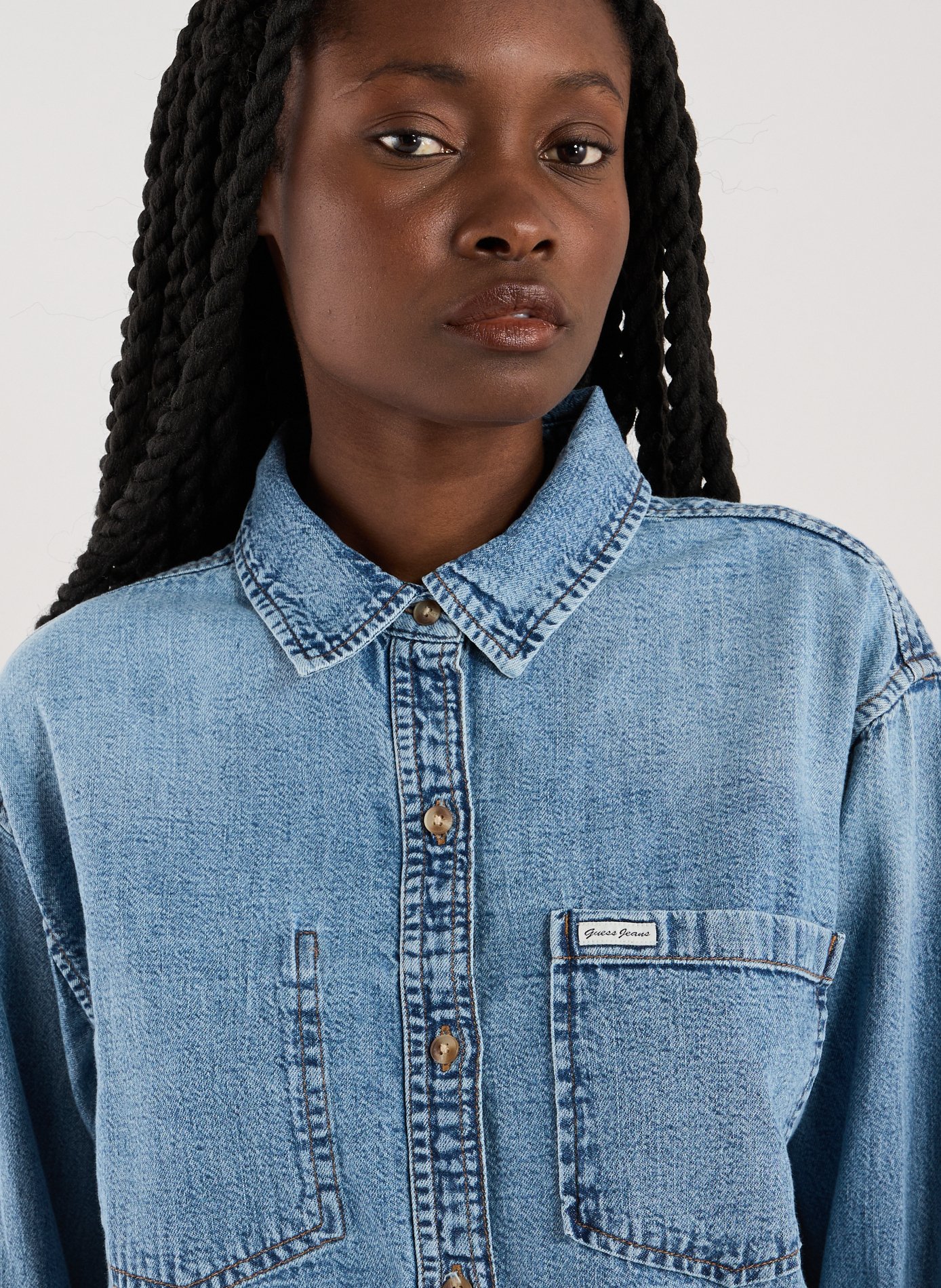 Chemise courte à manches longues GUESS Bleu