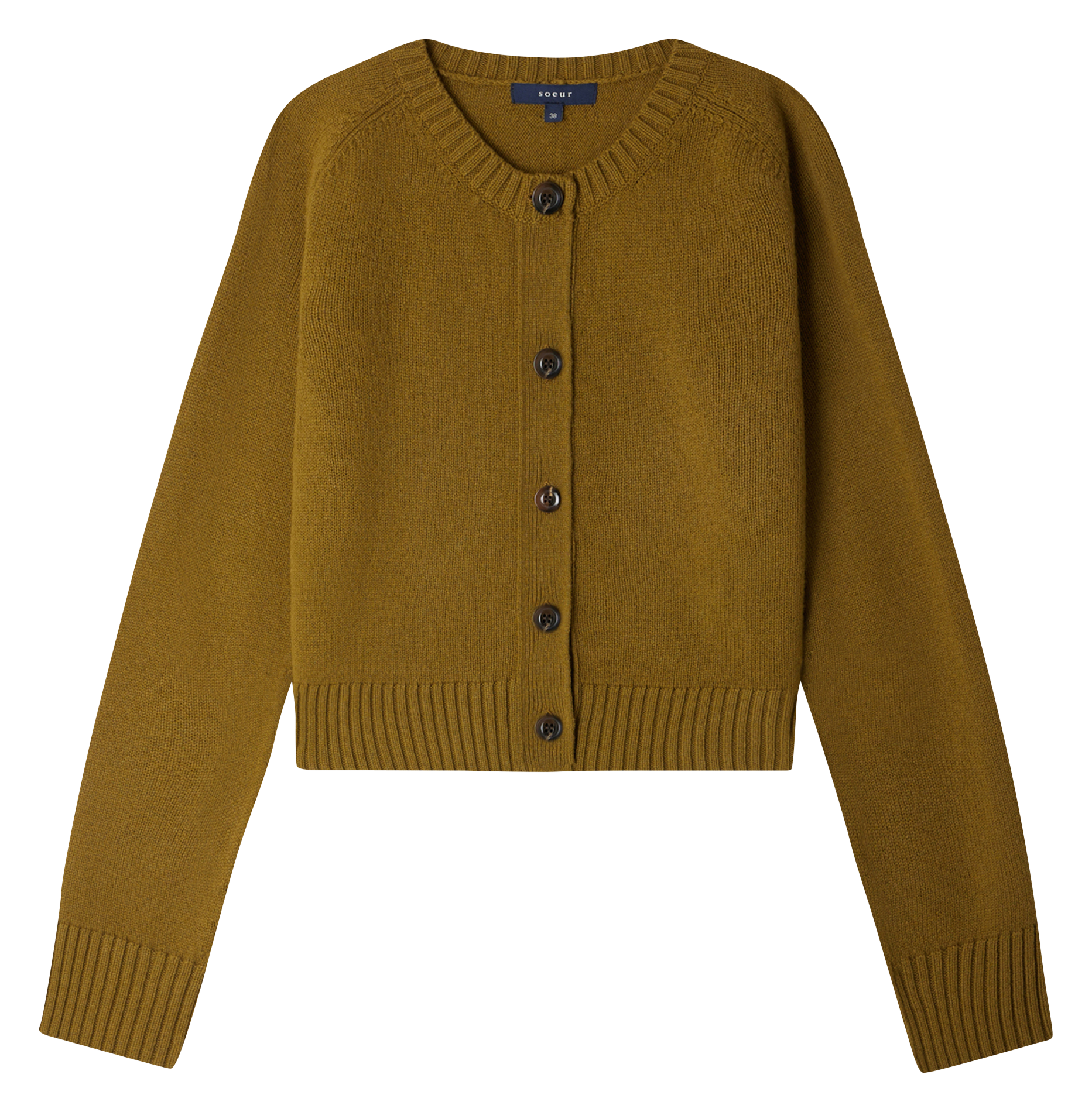 Cardigan col rond droit en laine virginia SOEUR Marron