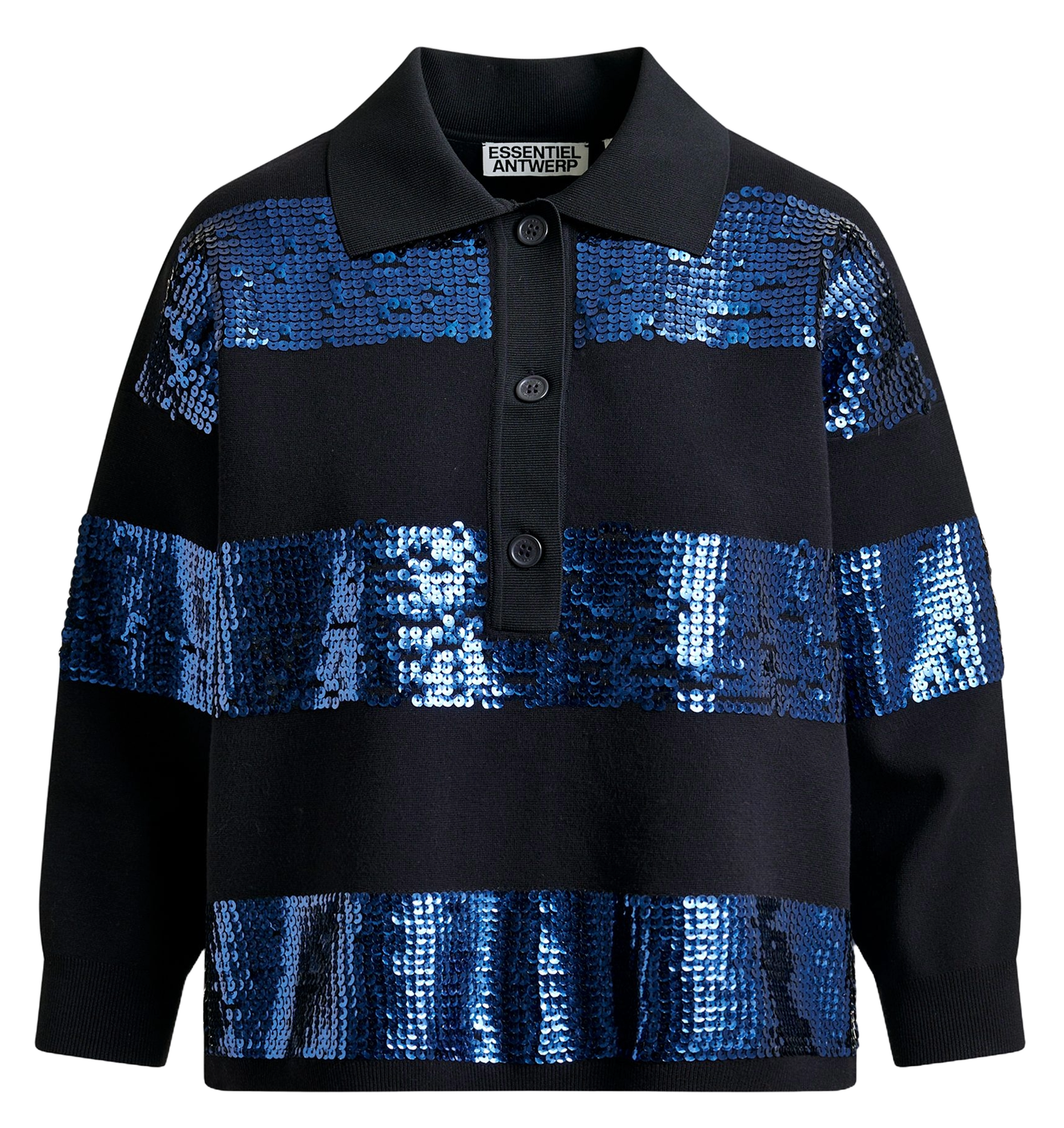 Polo ample à rayures sequins illuminati ESSENTIEL ANTWERP Bleu