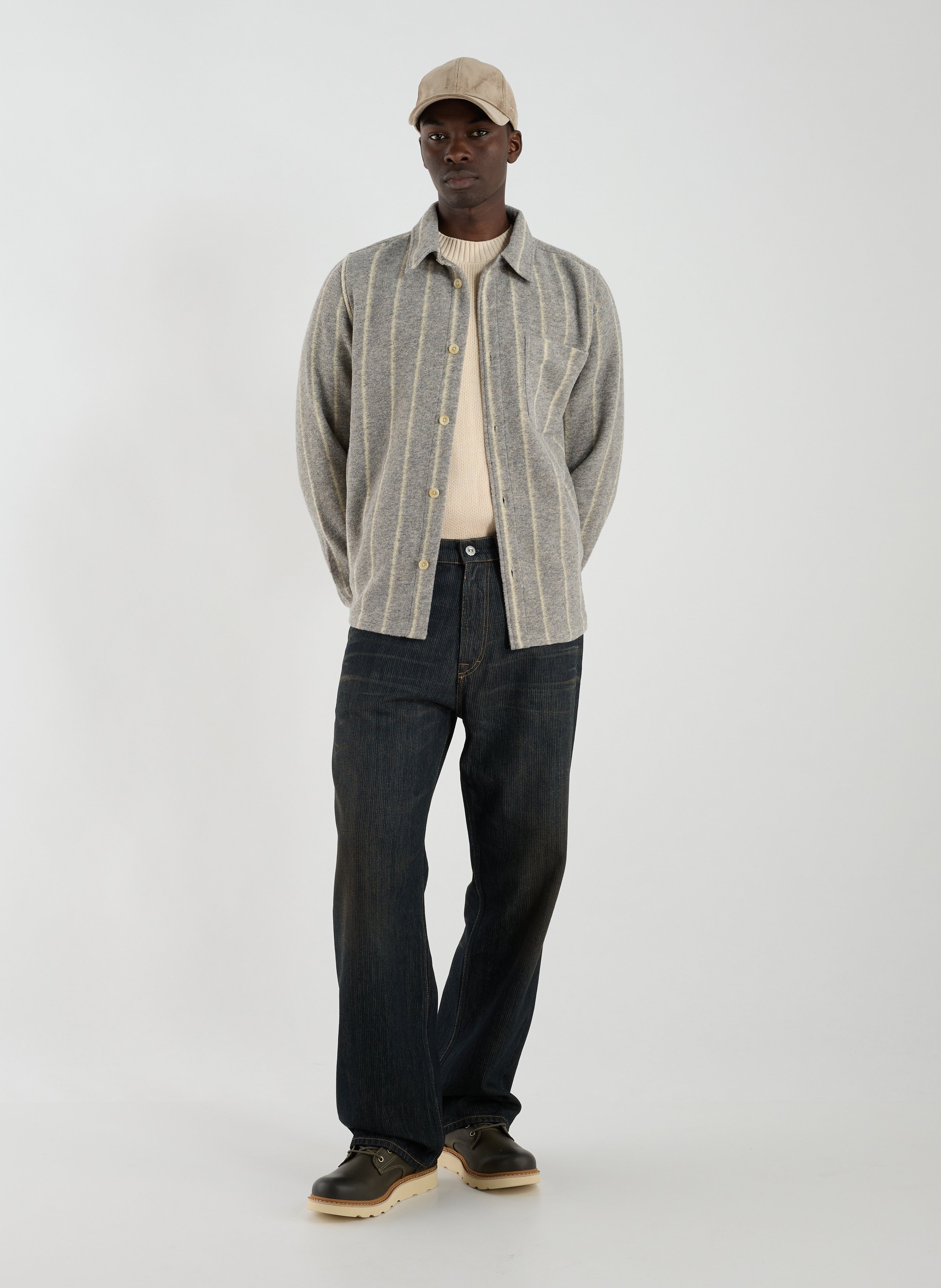 Chemise rayée col classique LES DEUX Gris