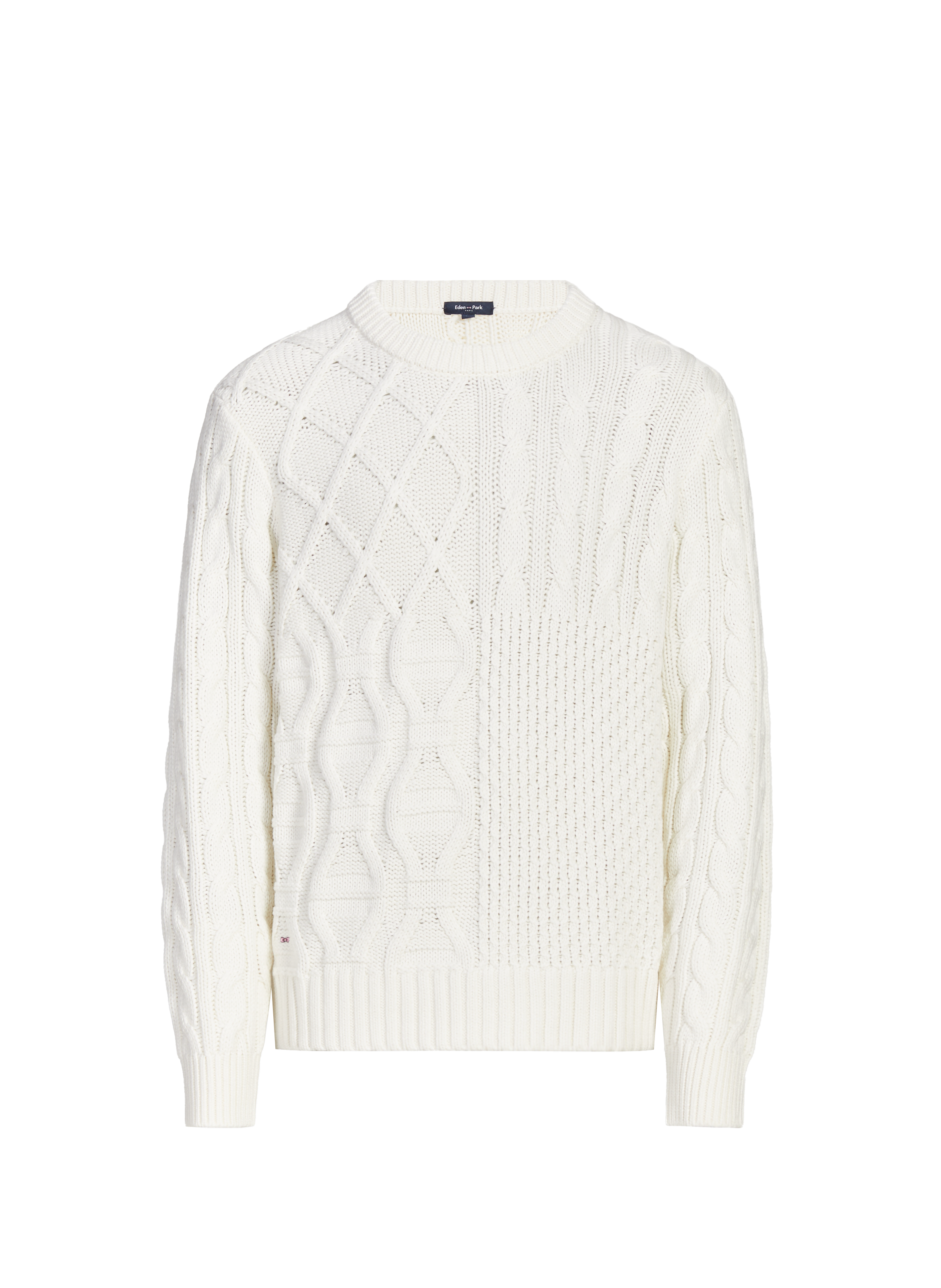 EDEN PARK Round neck wool and cotton sweater Beige