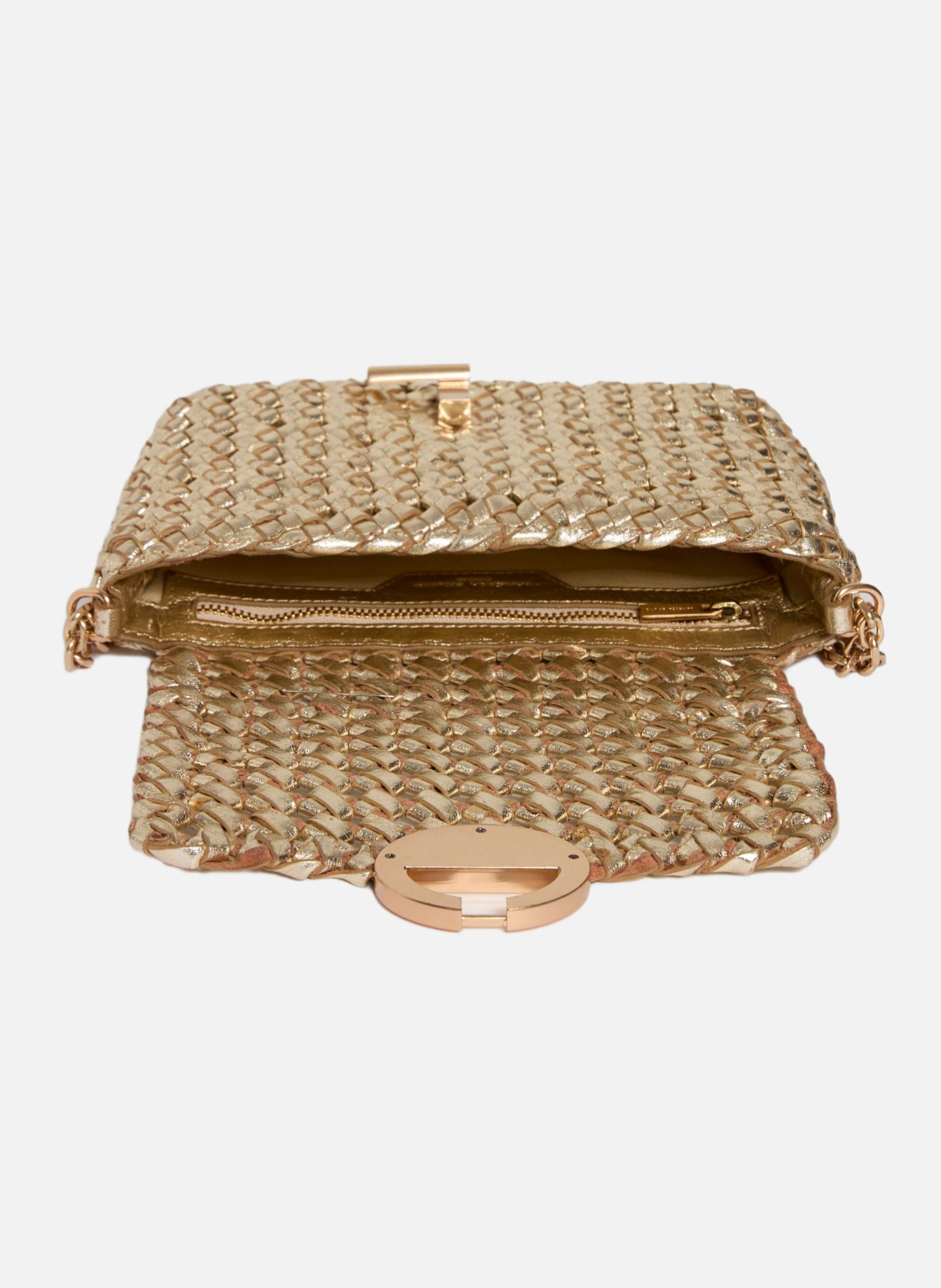 Moyen Sac Moon en cuir tressé VANESSA BRUNO Doré