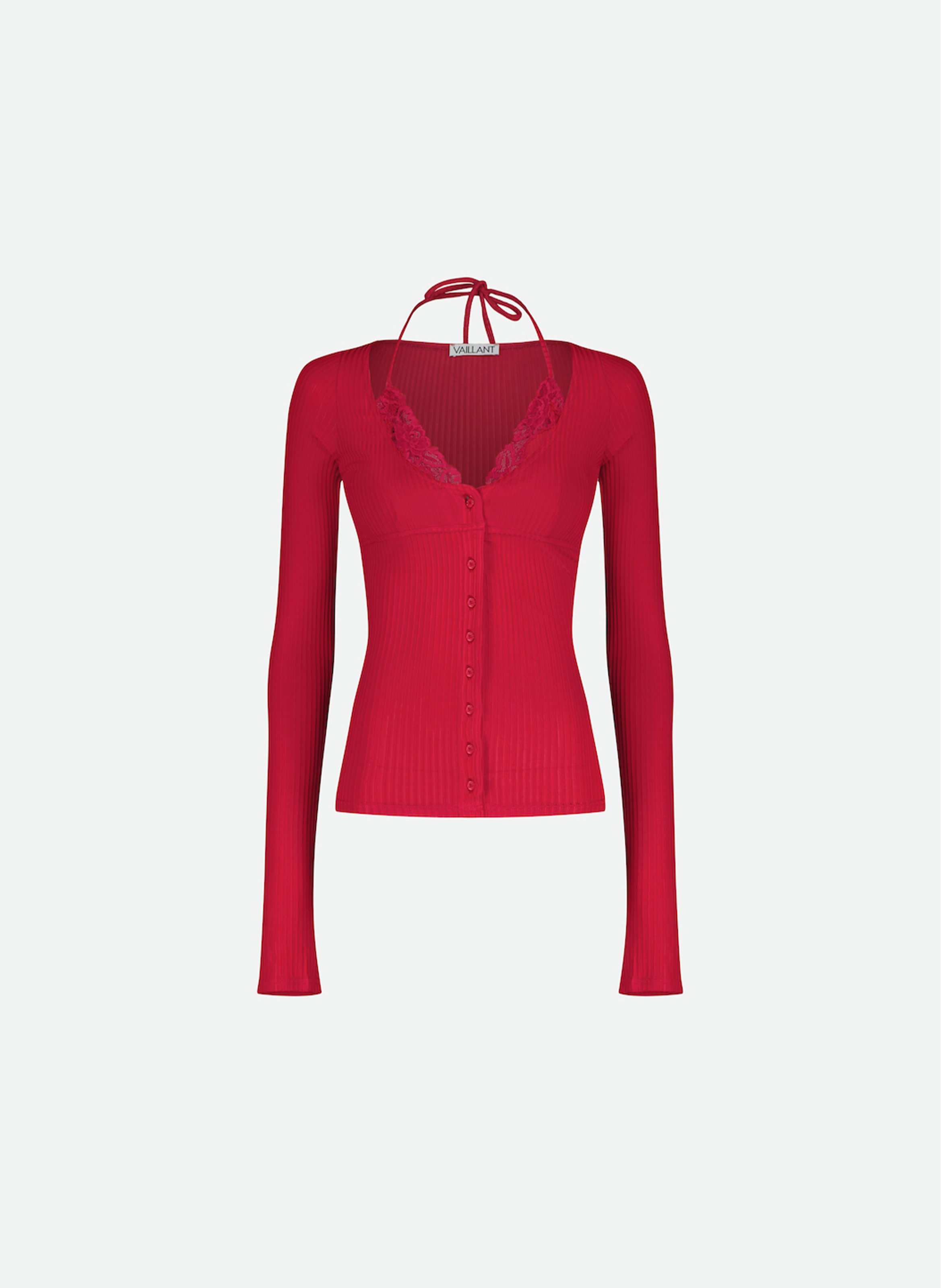 Cardigan en jersey côtelé avec soutien-gorge intégré VAILLANT Rouge