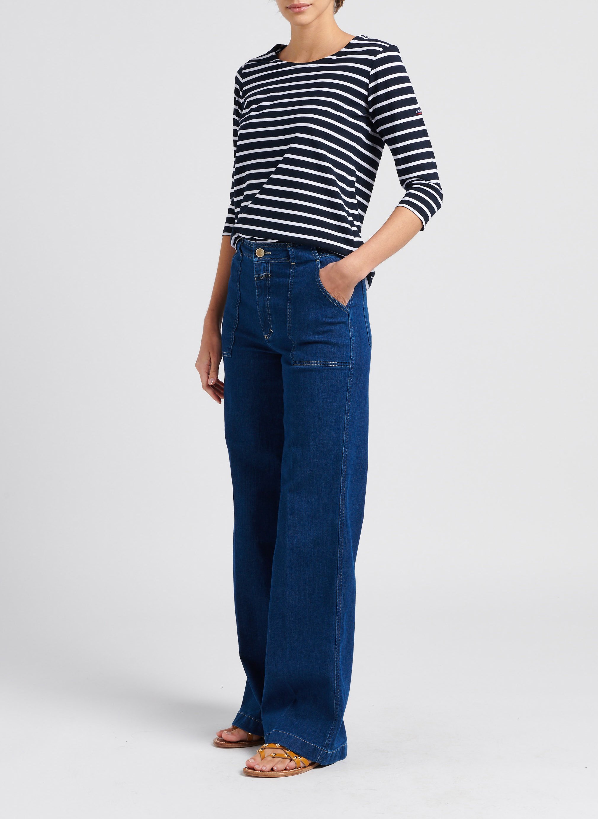 Tee-shirt droit col rond en coton ARMOR-LUX Bleu