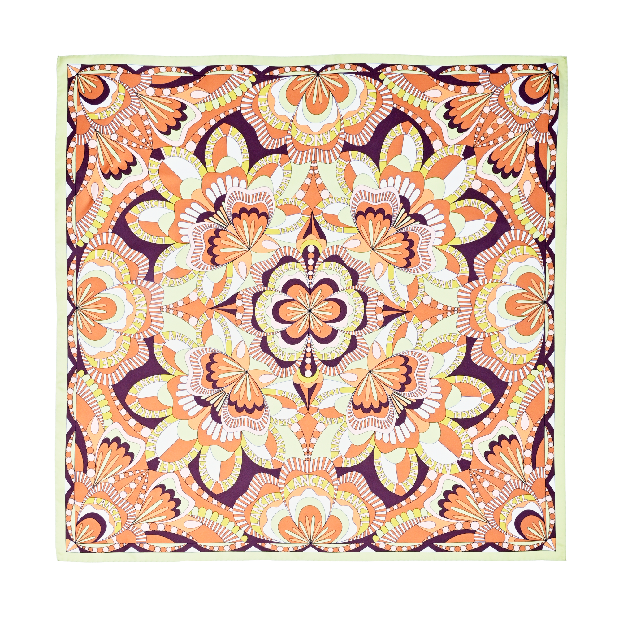 Carré de soie 90 motif floral de lancel en soie LANCEL Vert