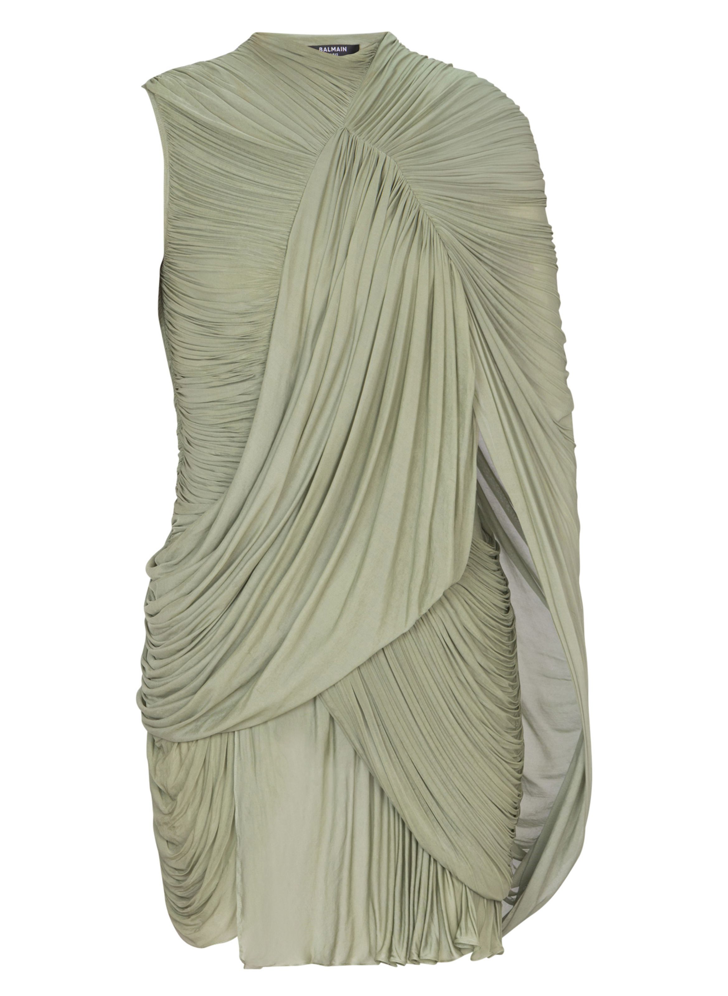 Robe drapée en jersey fluide BALMAIN Vert