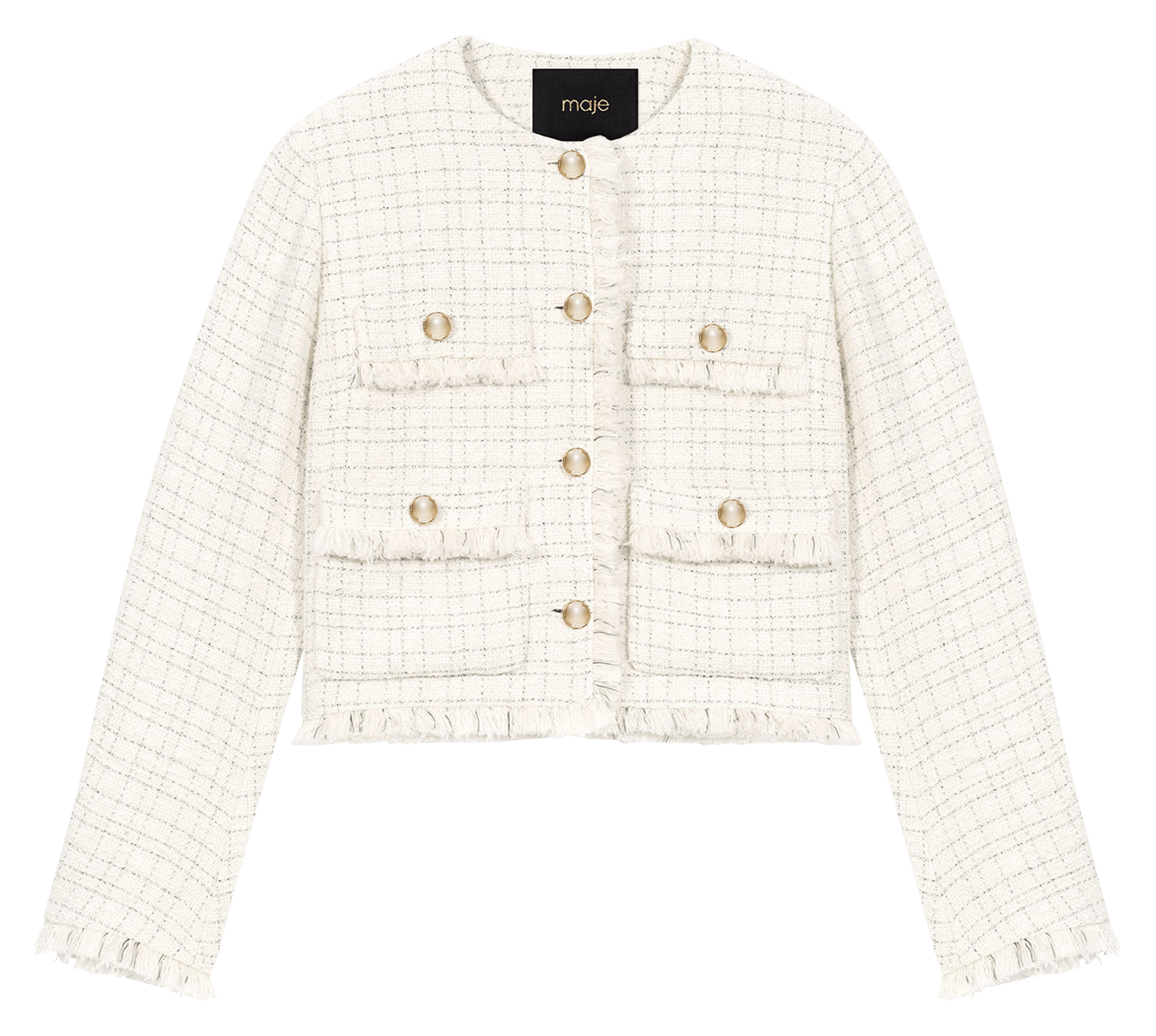 Veste col rond en coton mélangé MAJE Beige