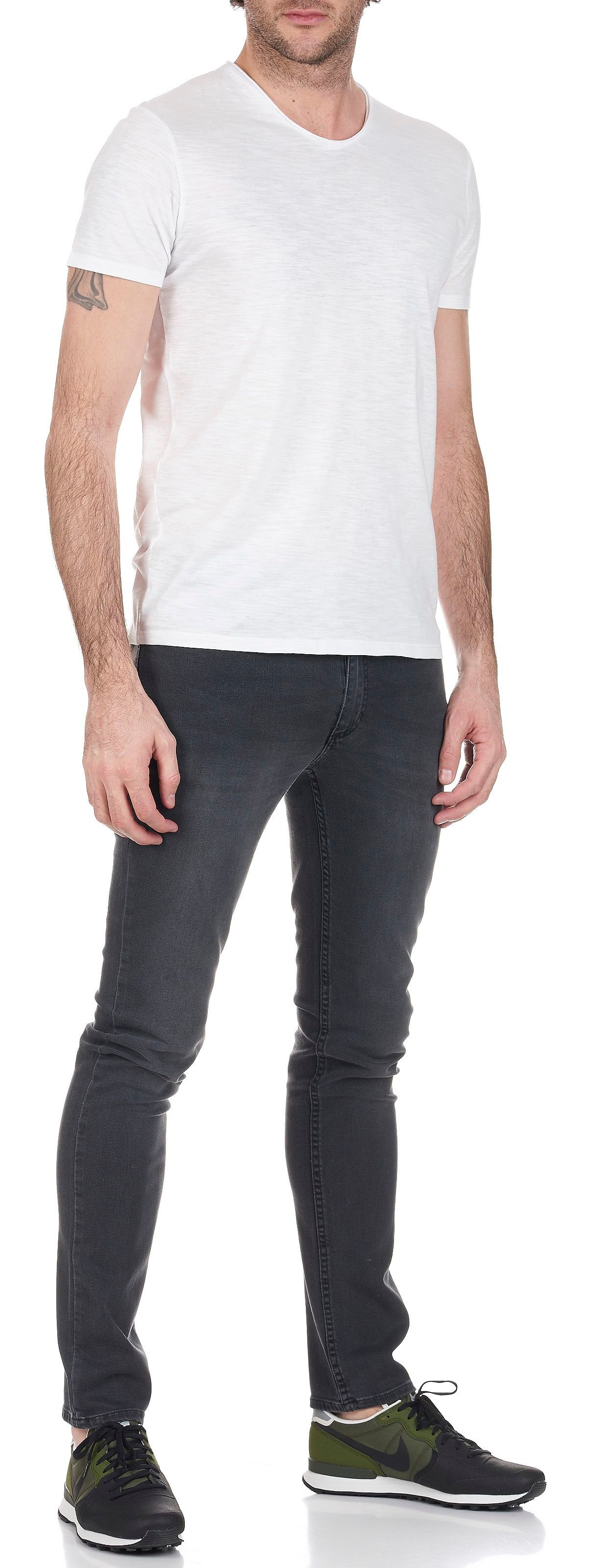 Tee-shirt col v en coton IKKS Blanc