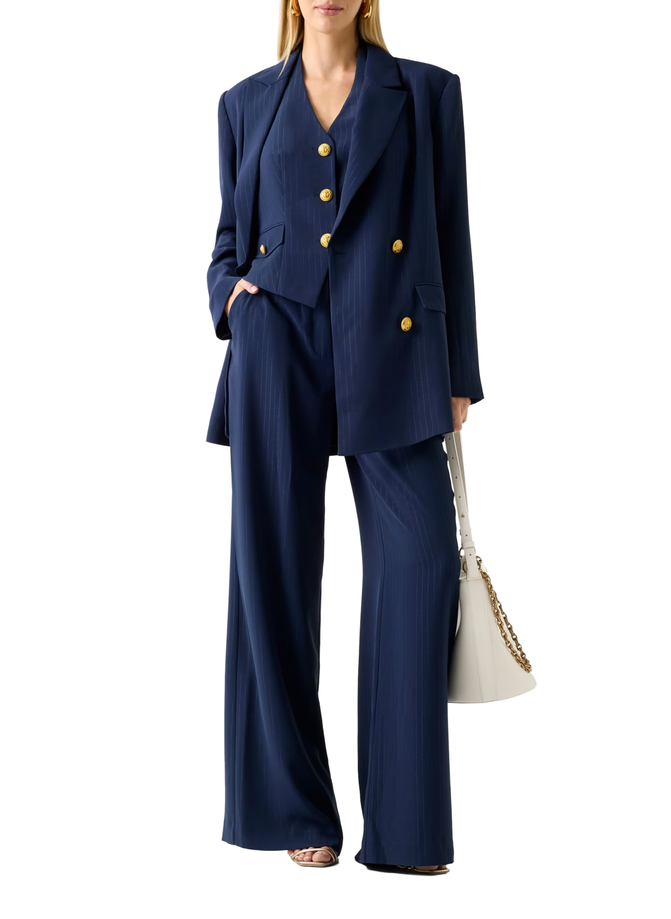 Blazer droit à rayures GUESS Multicolore