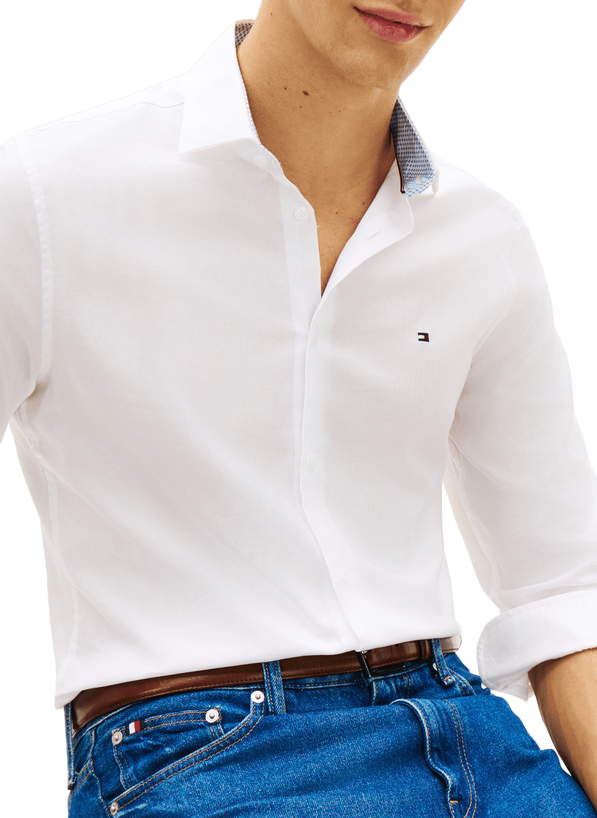 Straight cotton blend Shirt TOMMY HILFIGER White
