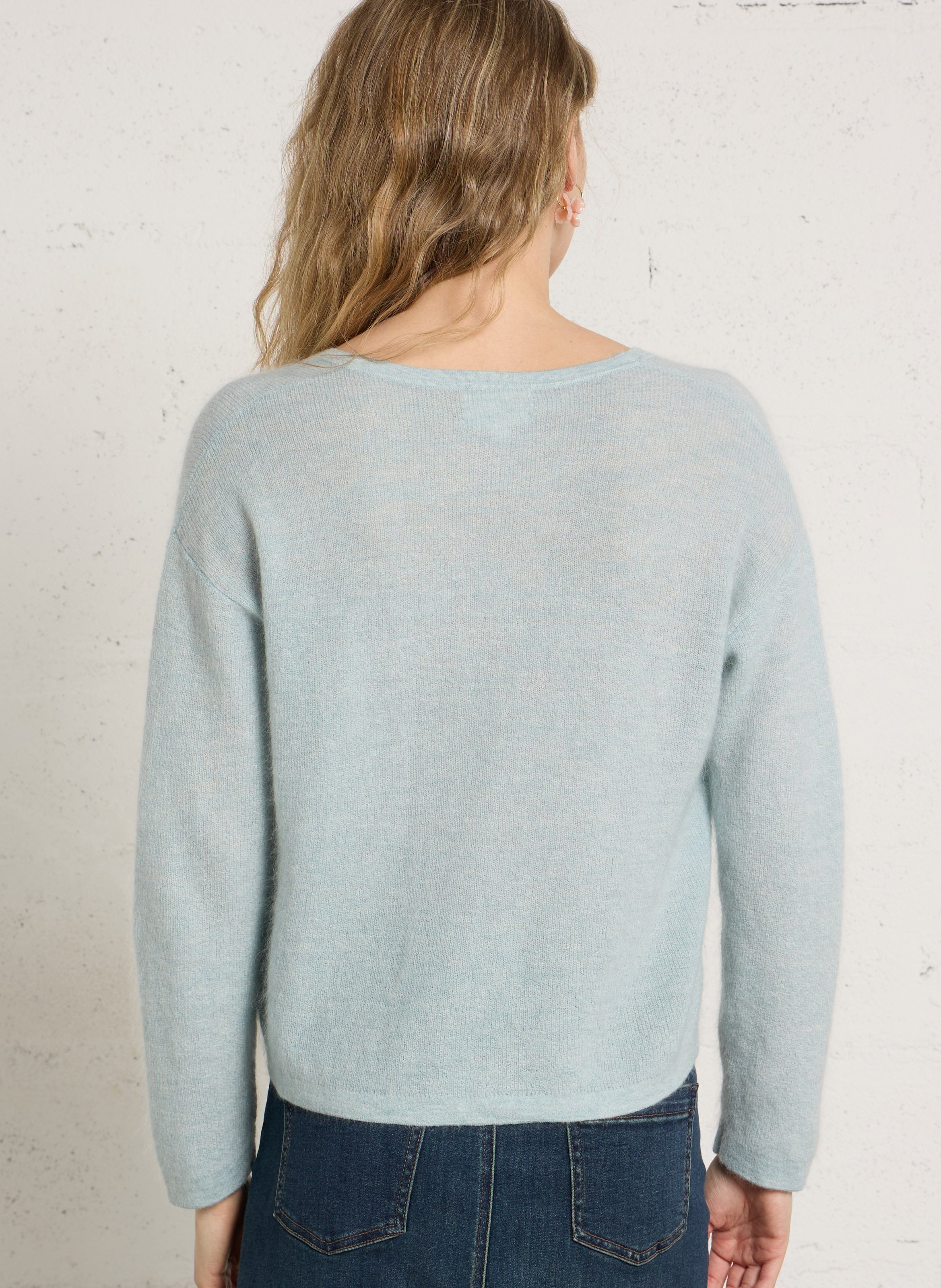 Gilet droit col v en maille paolo MAISON 123 Bleu