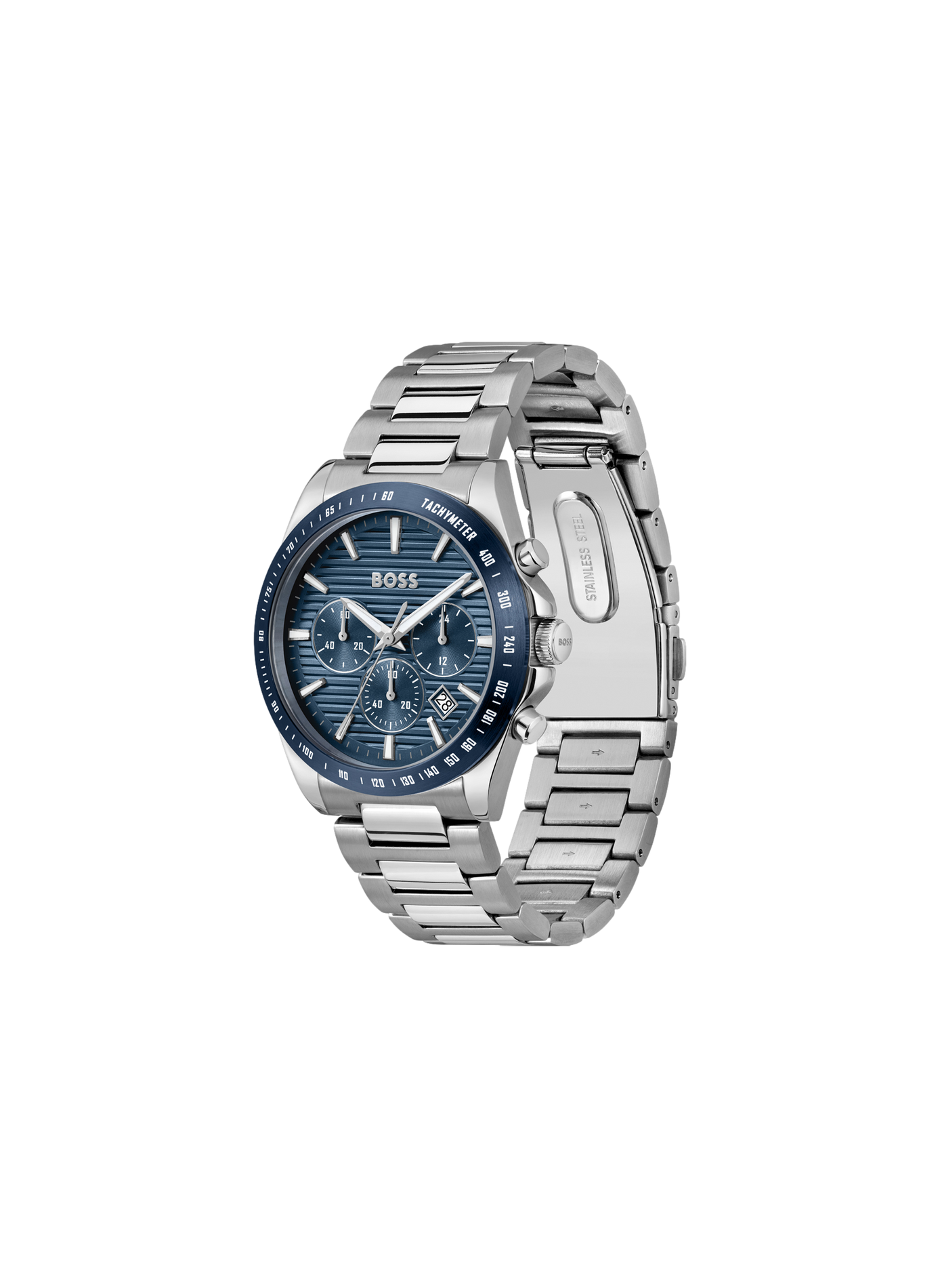 Montre quartz Strike Chrono en acier inoxydable BOSS MONTRES Bleu