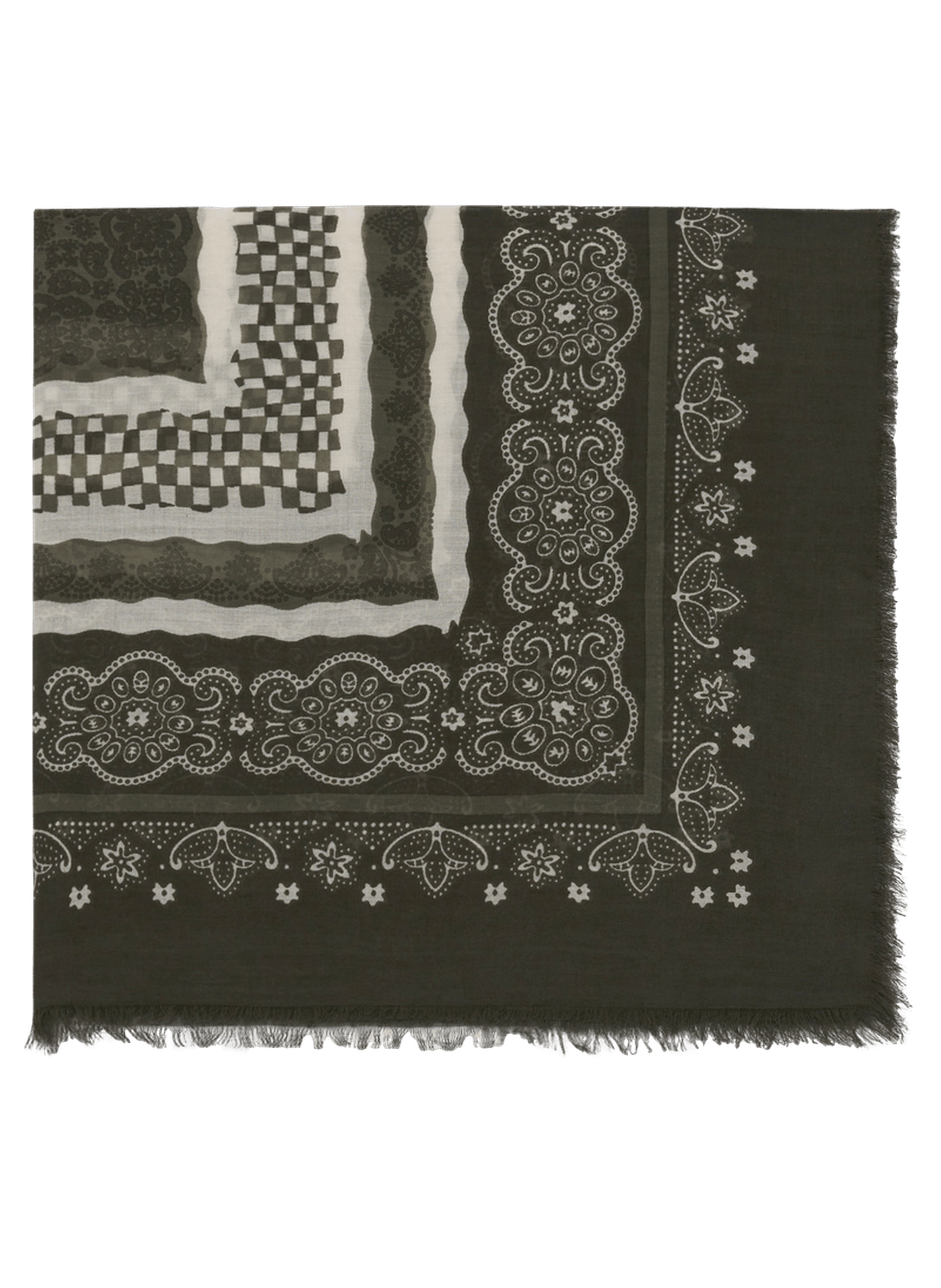 Carré imprimé en coton et modal - fara PABLO Kaki