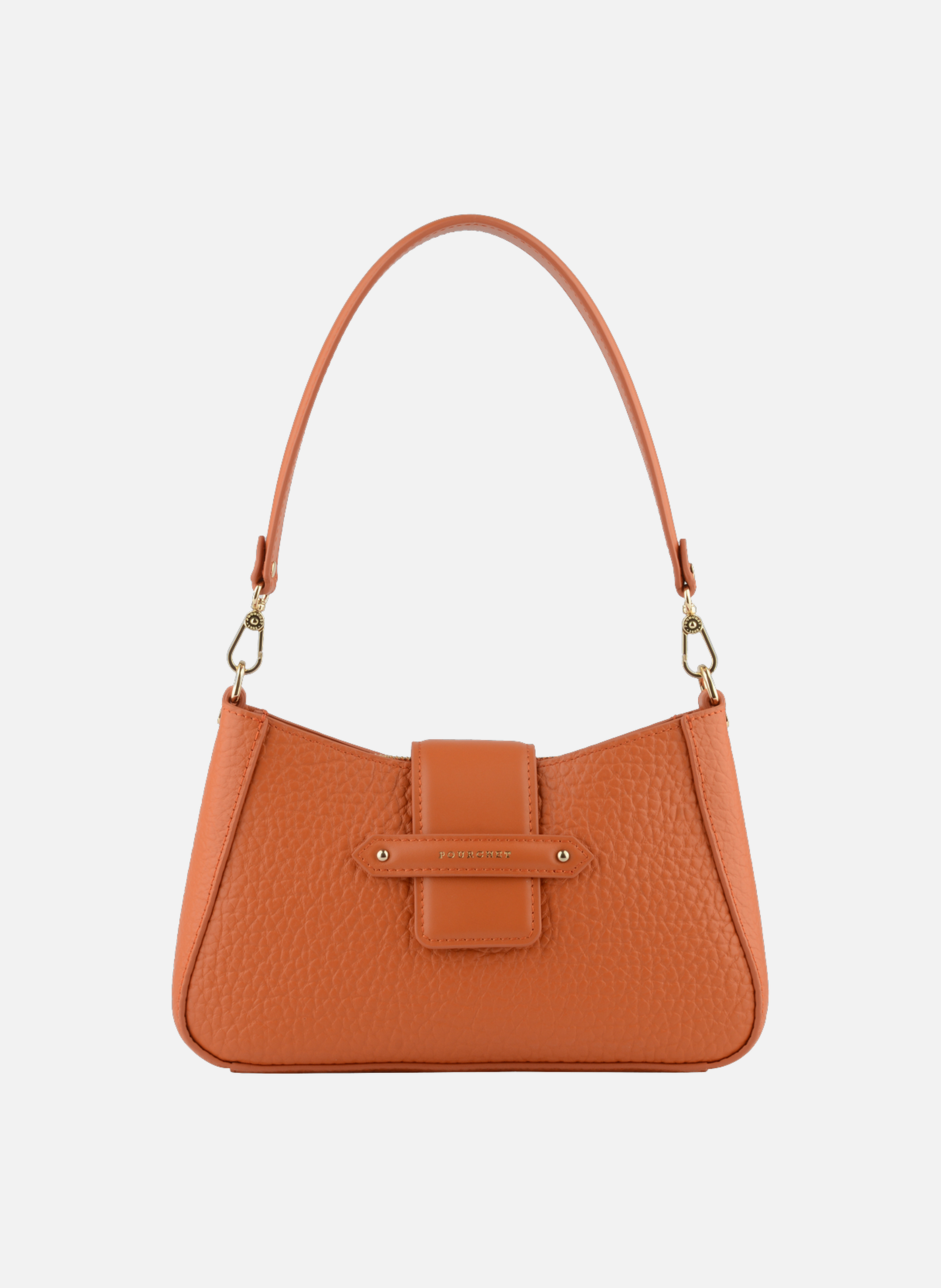Fleuves | sac à main en cuir de vachette POURCHET Orange