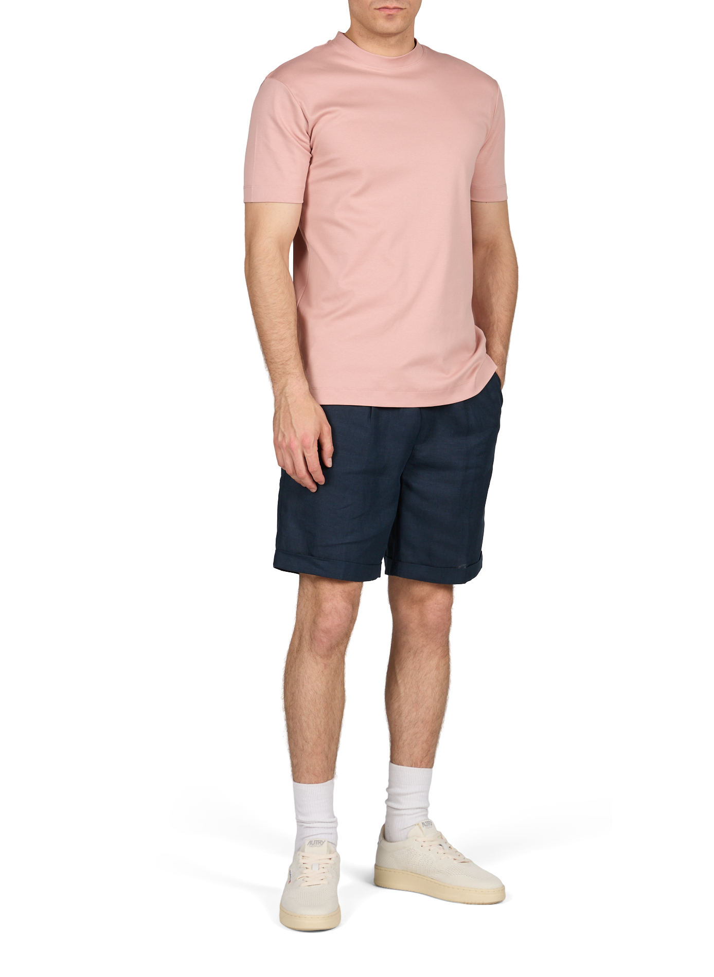 Linen straight shorts AURELIEN Blue