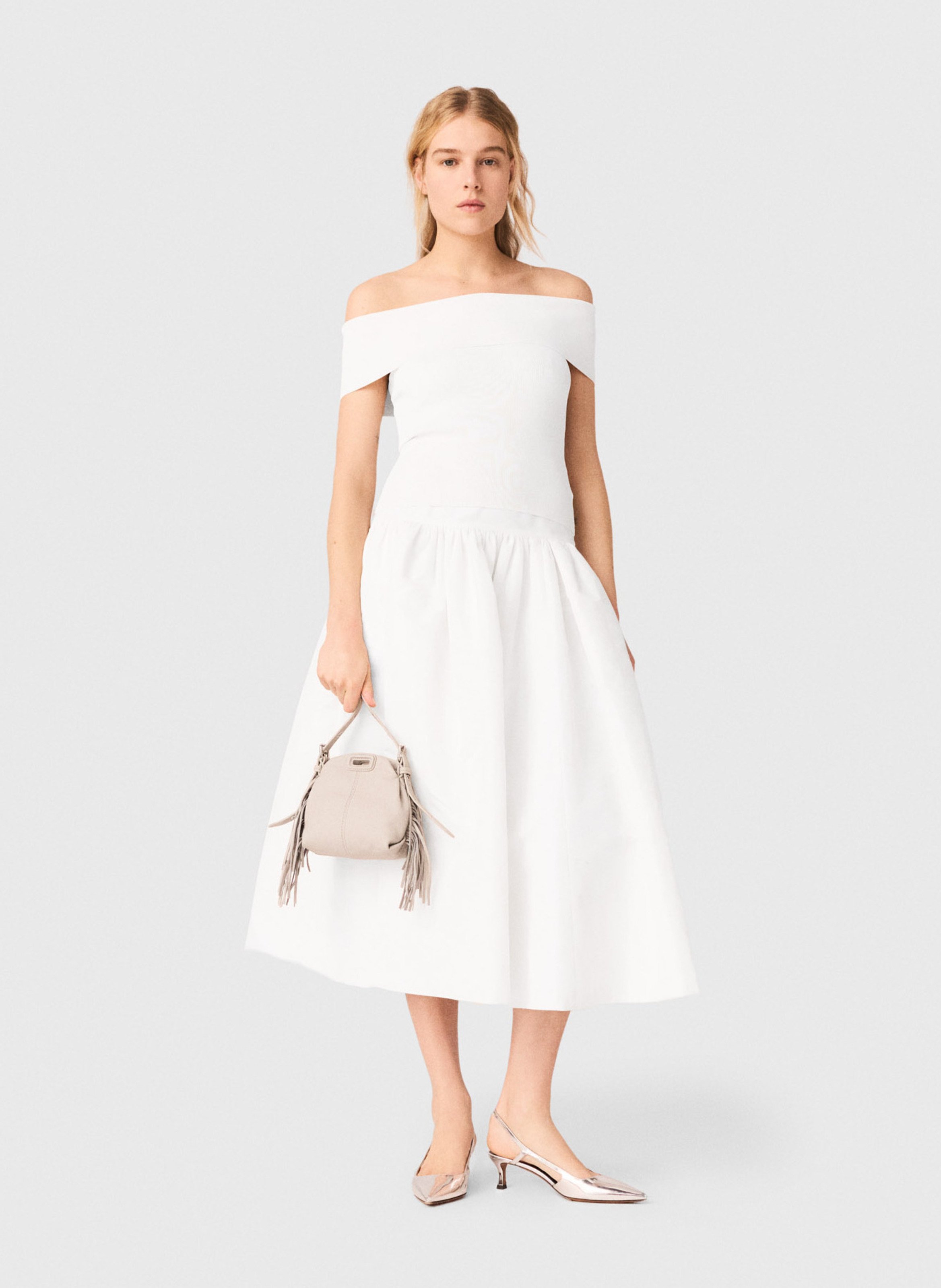 Top col bardot MAJE Blanc