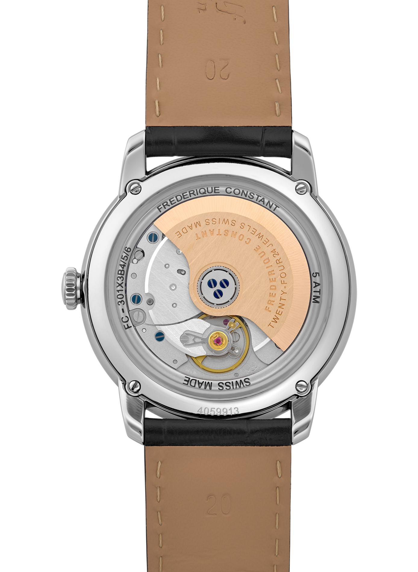 Montre automatique en cuir de veau FREDERIQUE CONSTANT Blanc