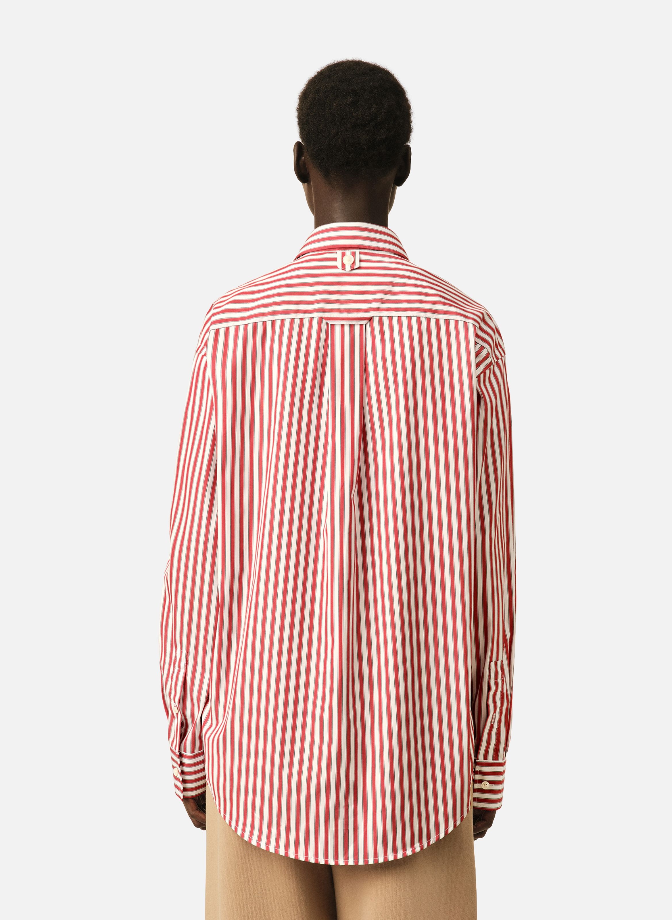 Chemise large rayée unisexe en coton ami de coeur embossé AMI PARIS Rouge