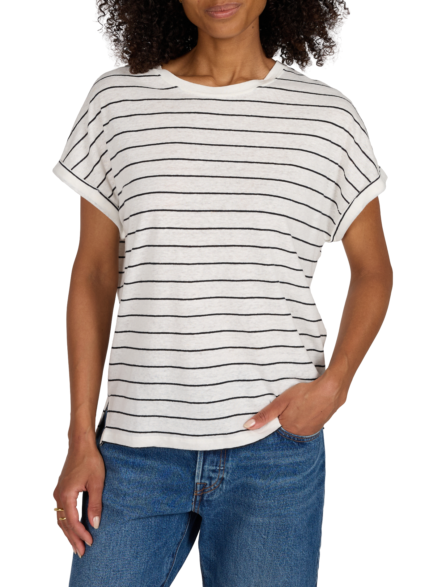 Gestreiftes Leinen-T-Shirt LEVI'S Weiss