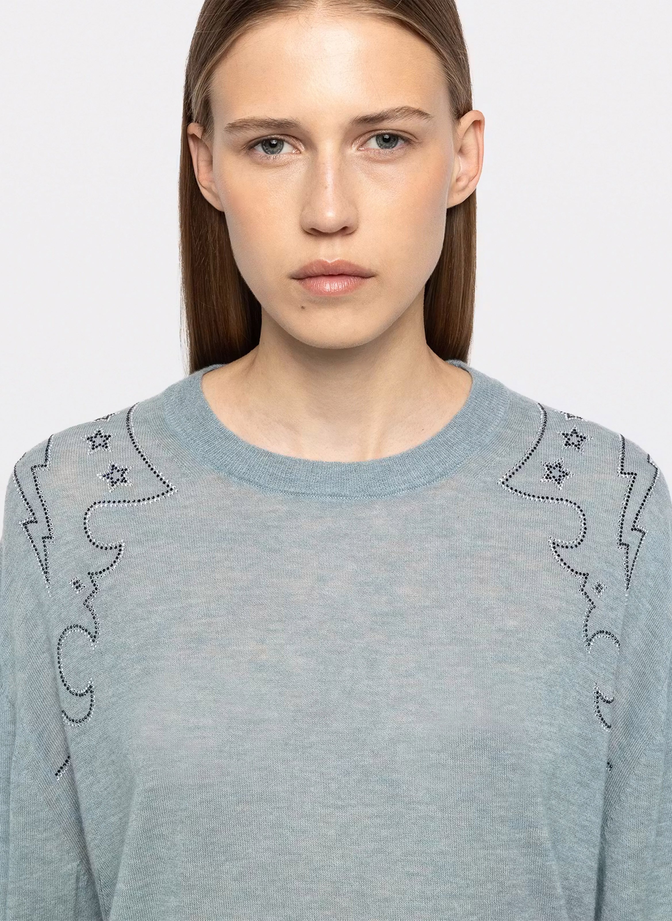 Rechte kasjmier trui met strass Swapy ZADIG&VOLTAIRE Blauw