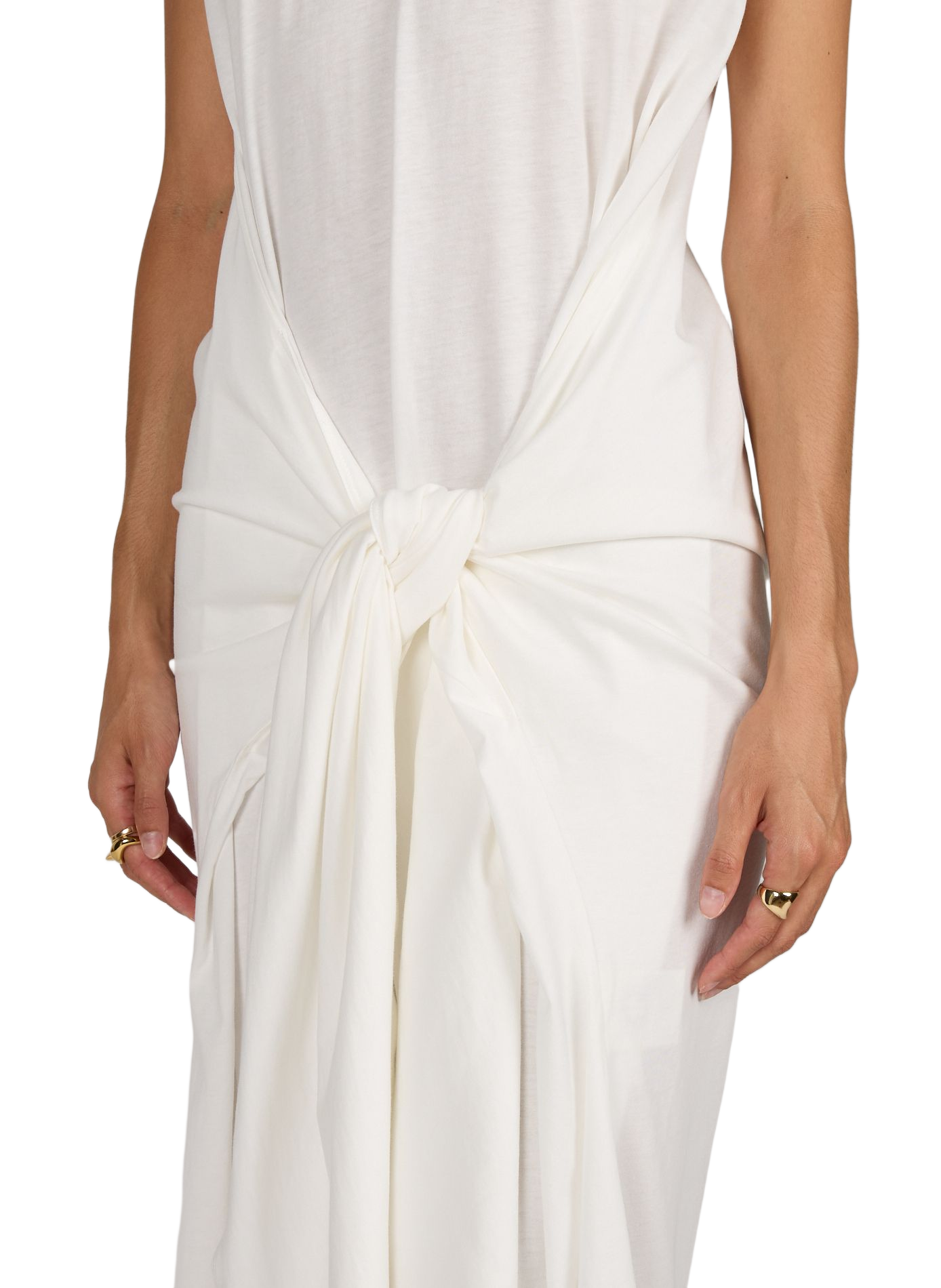 Long round neck cotton dress TOTEME White