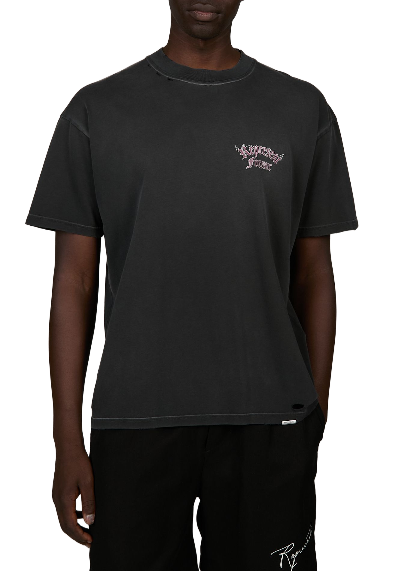 Round neck cotton t-shirt REPRESENT Black