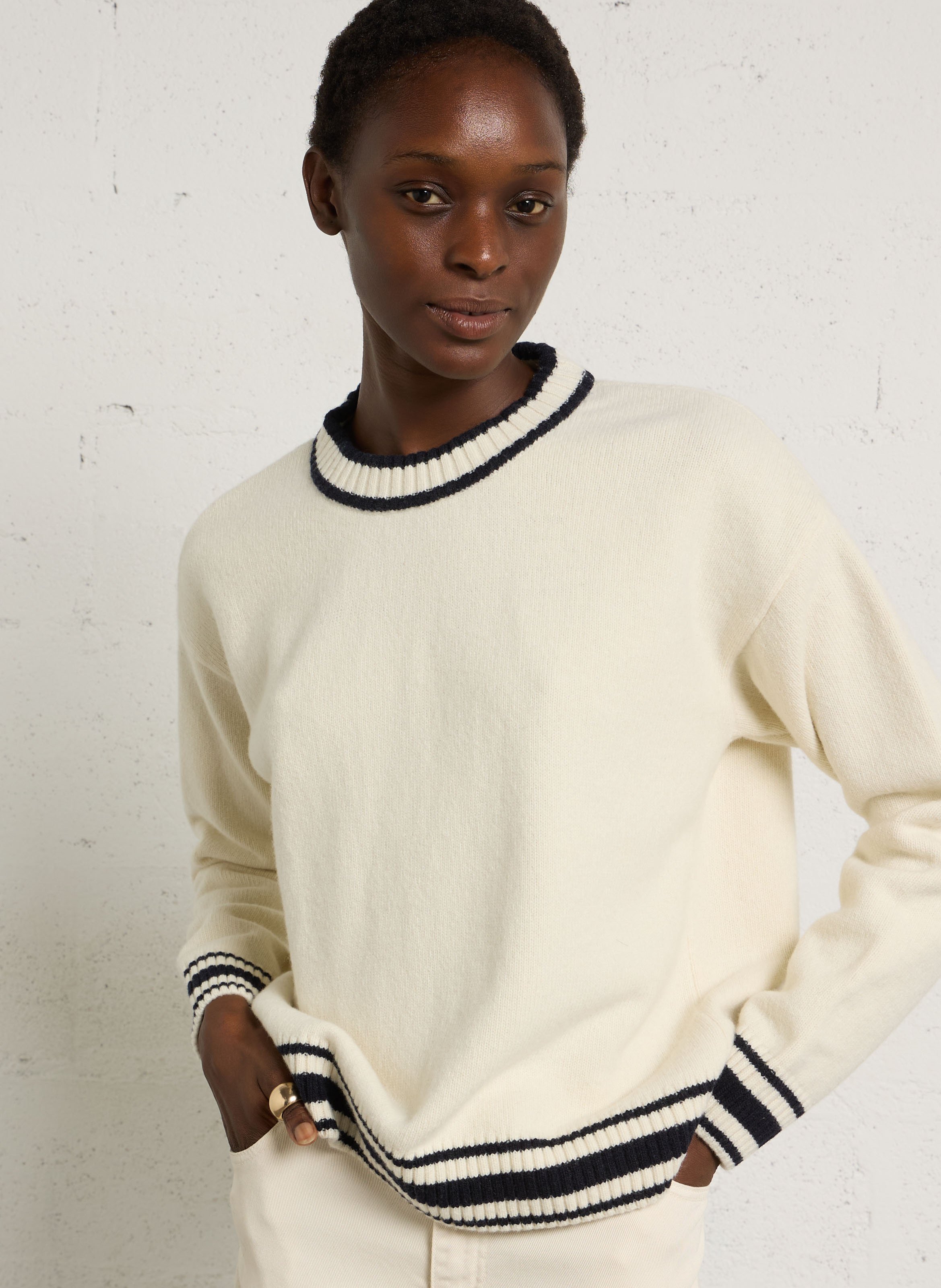 Pull oversize col rond en laine mélangée deauville ARMOR-LUX Beige