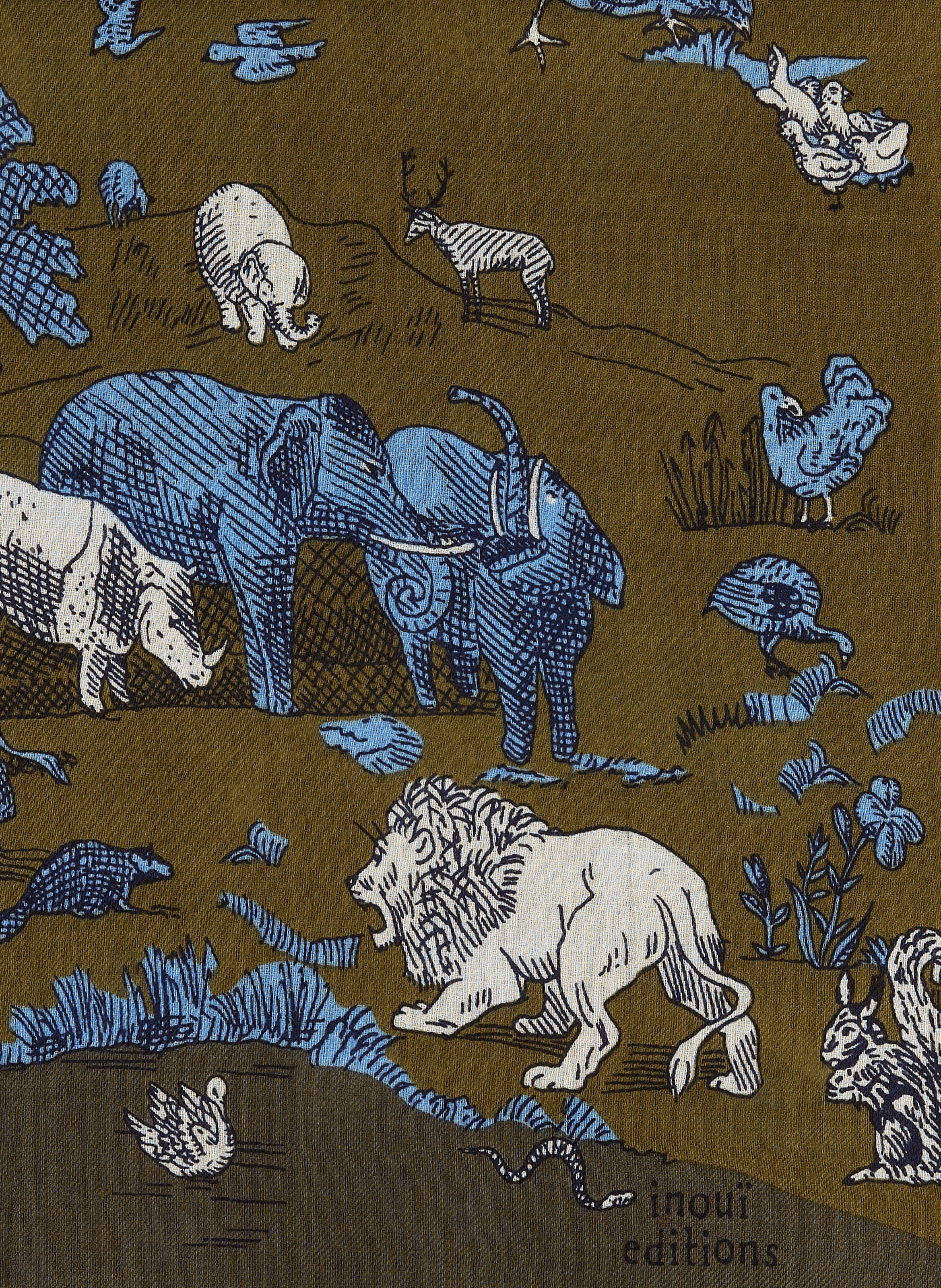 Bedruckter Wollschal INOUI EDITIONS Khaki