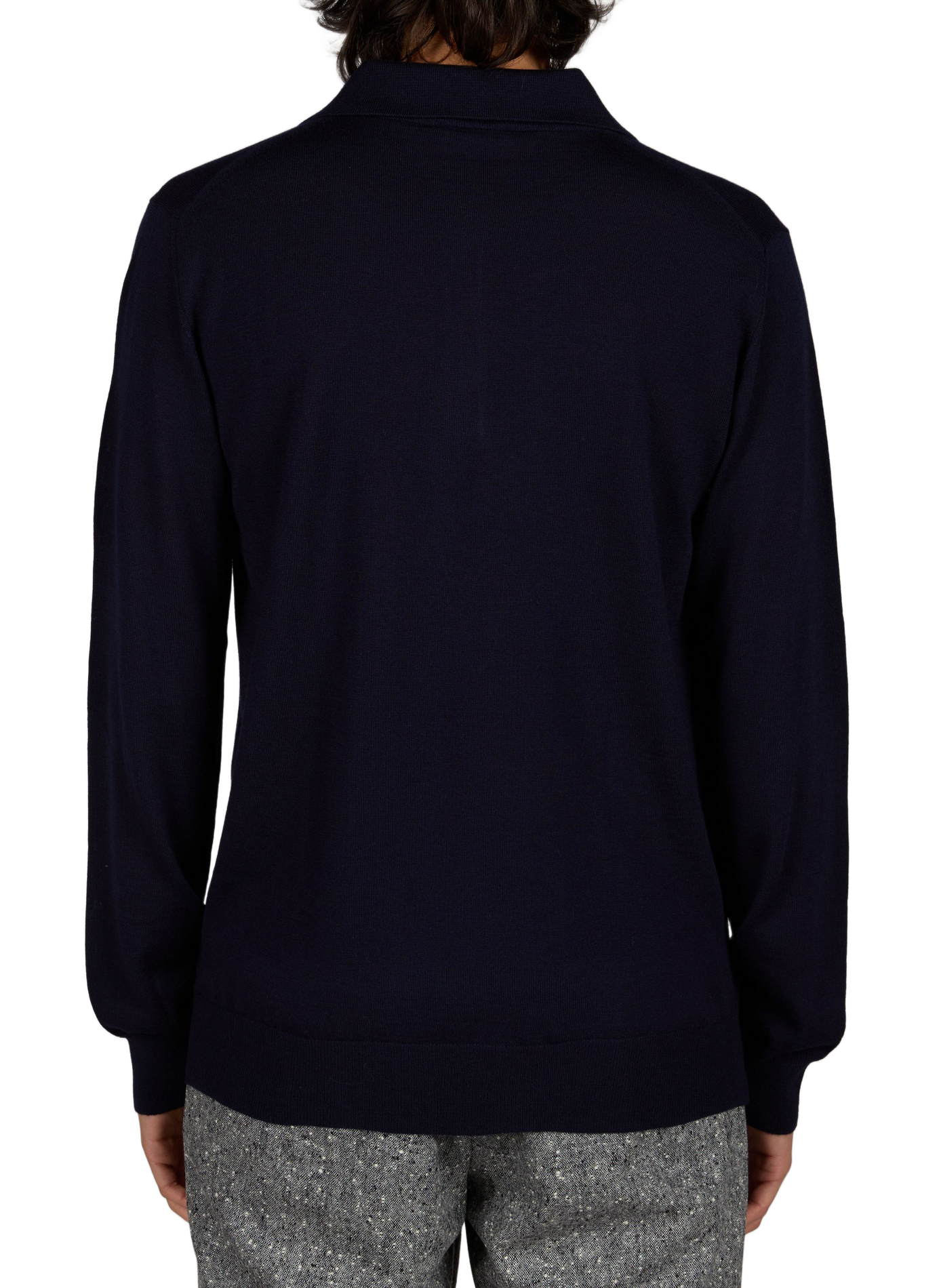 Polo manches longues uni en laine ETON Bleu