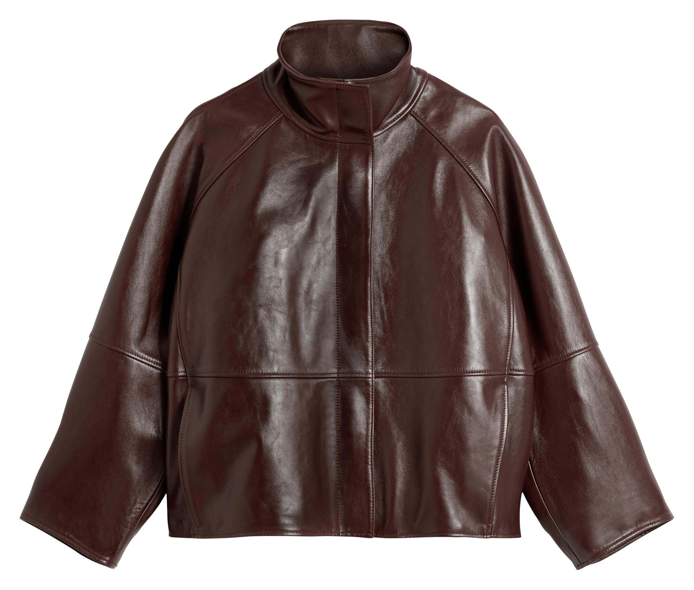 Blouson ample col montant en cuir gamma SOEUR Rouge