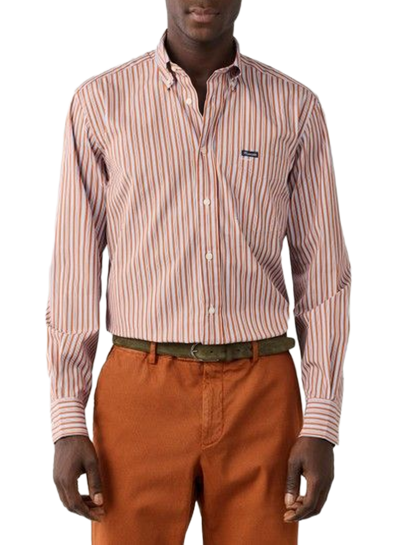 Classic-collar striped cotton shirt FACONNABLE Brown