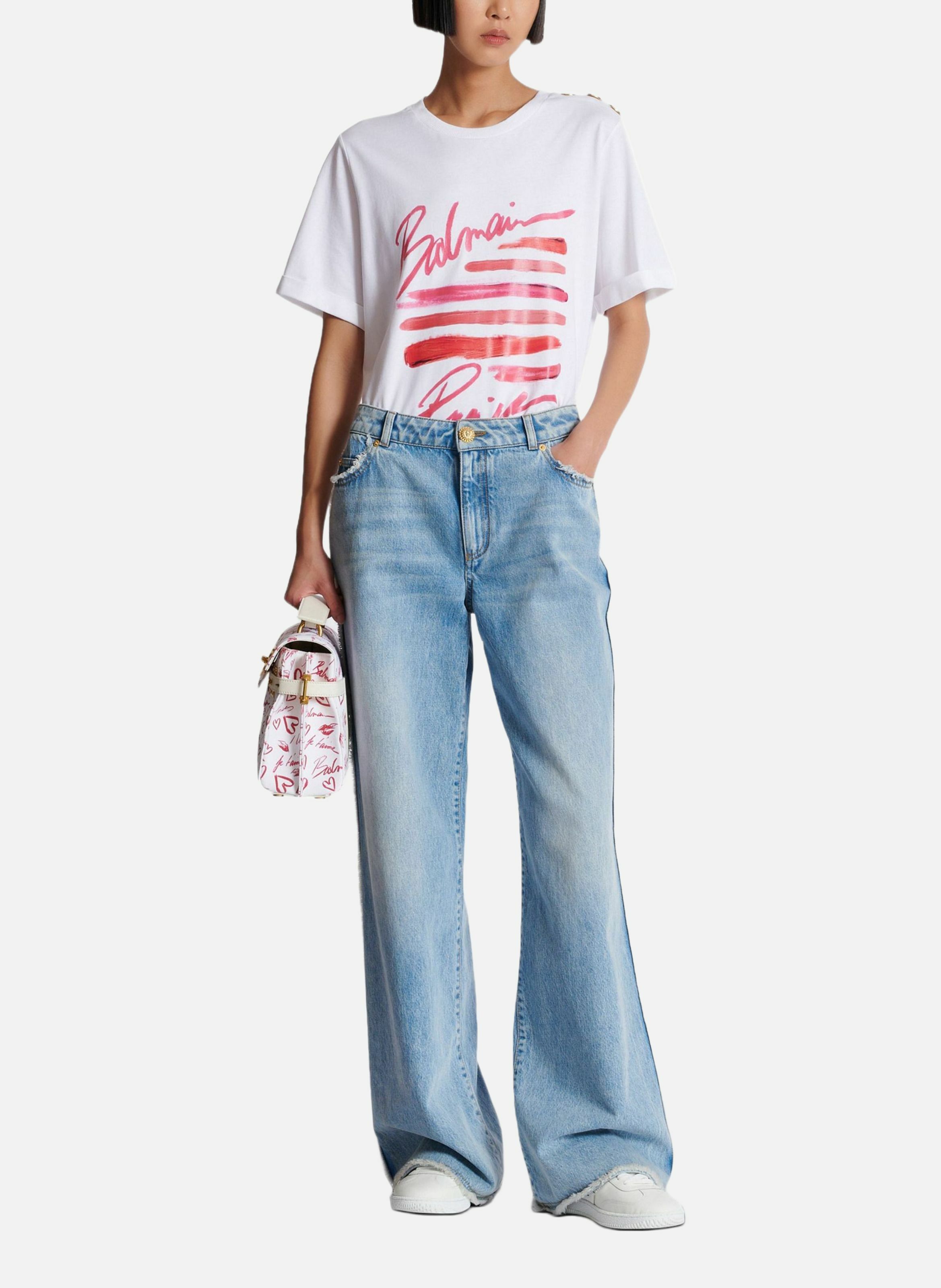 T-shirt imprimé balmain lipstick BALMAIN Blanc