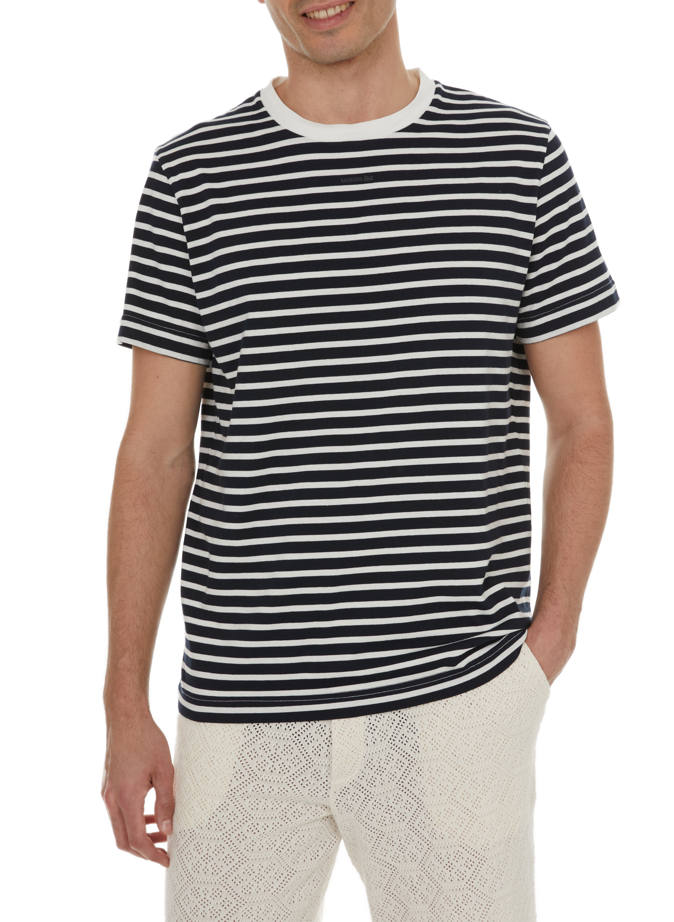 SAISON 1865 Striped cotton T-shirt  Blue