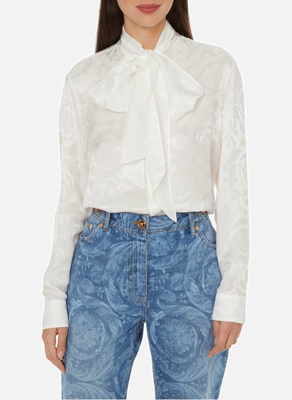 Chemise en soie mélangé Blanc by VERSACE VERSACE Chemise en soie mélangé Blanc
