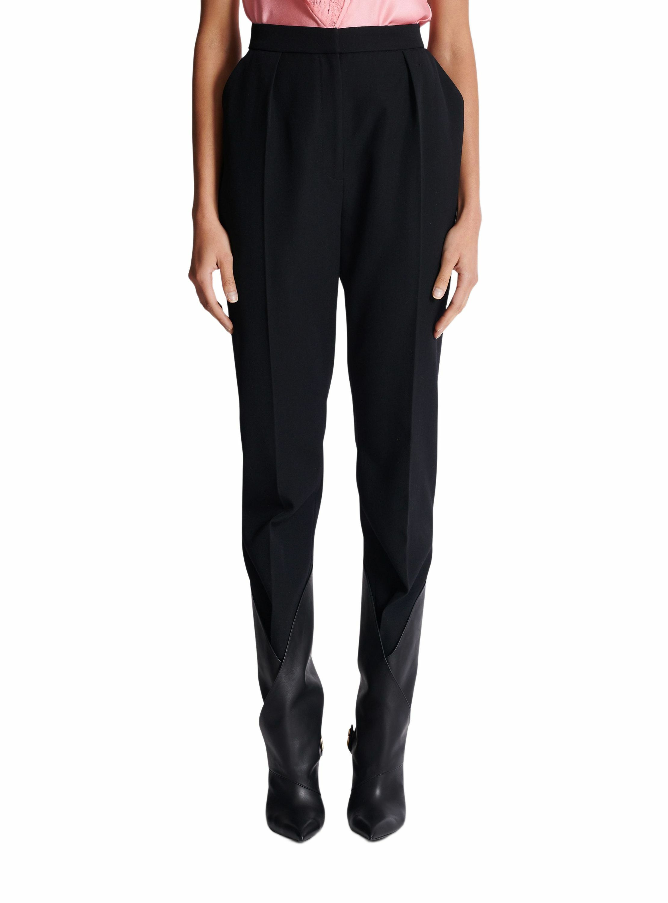 Pantalon taille haute en grain de poudre BALMAIN Noir